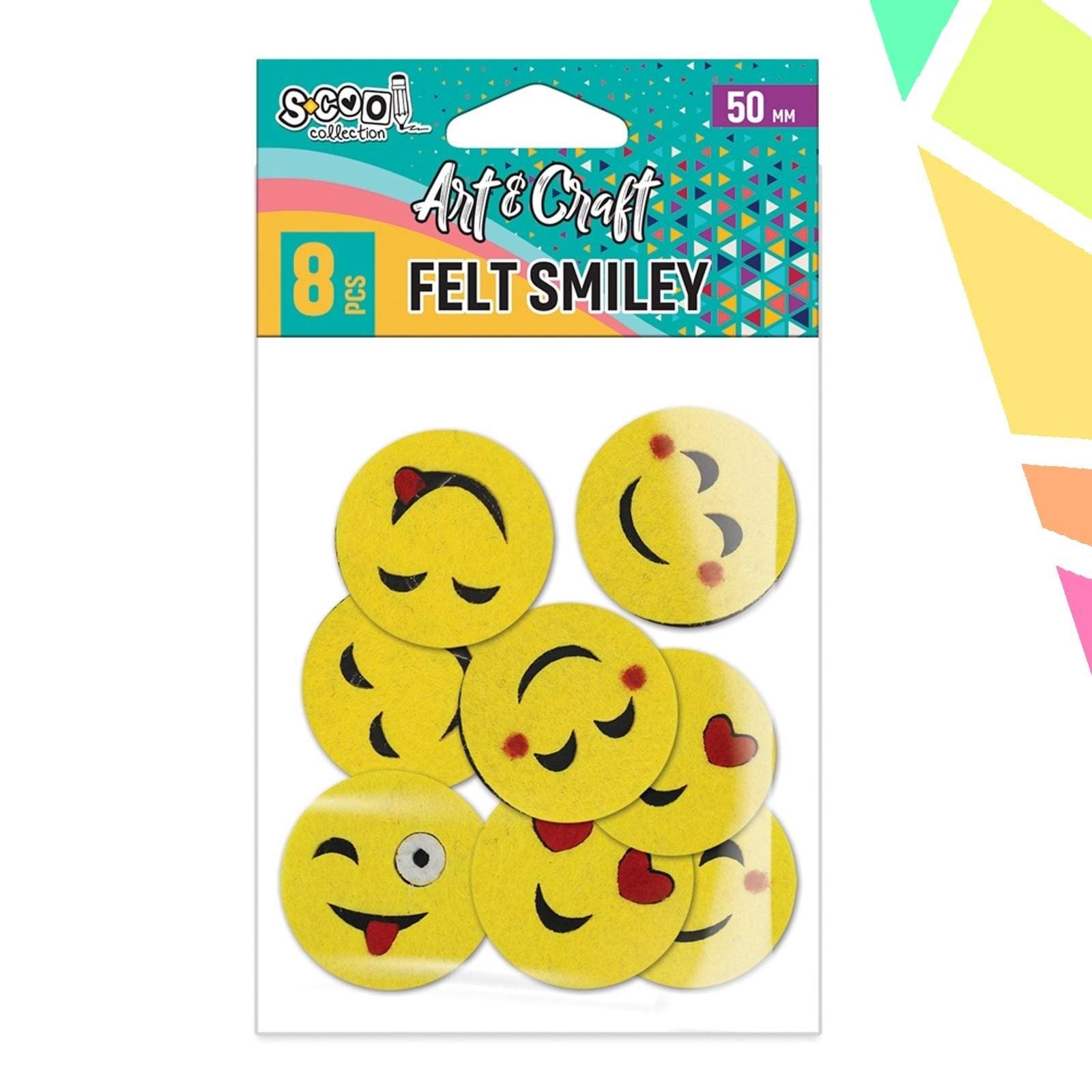 Accesorii craft, emoticon fetru, 50 mm, 8 buc/set - S-COOL - imagine 1