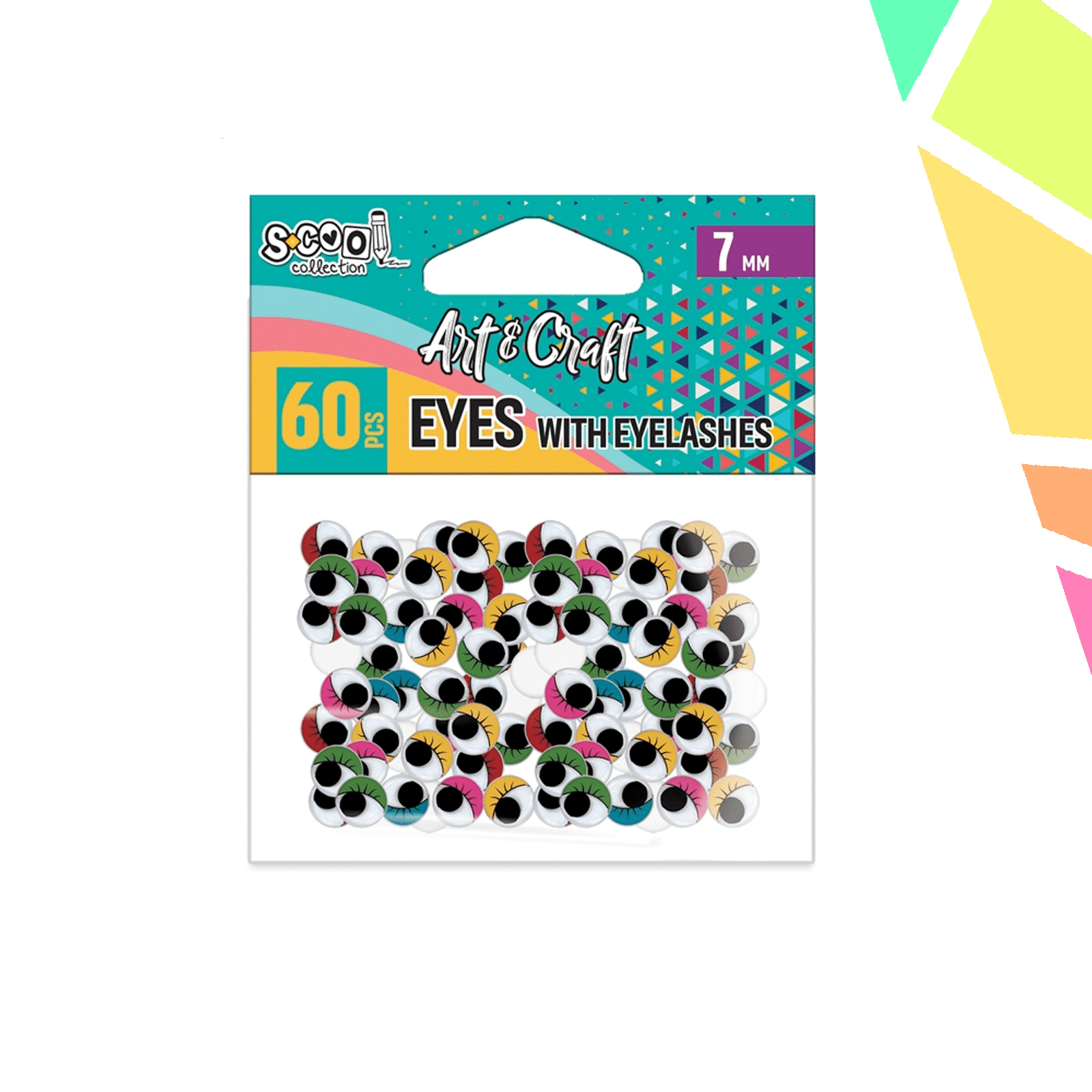 2C862zM.png Accesorii craft, ochisori color cu gene, 7 mm, 60 buc/set - S-COOL - imagine 1