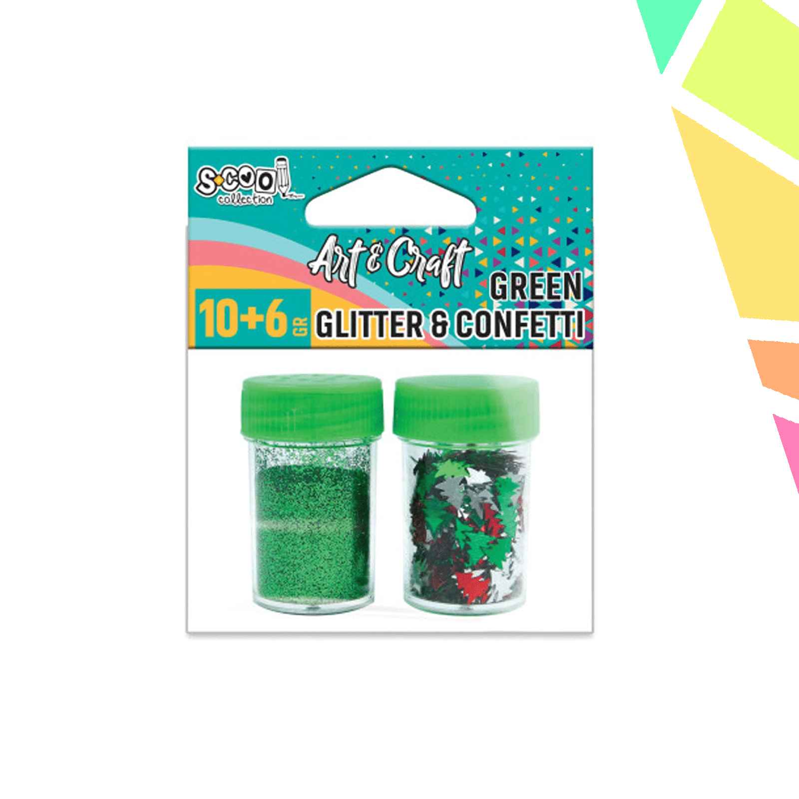 3wx9uTg.png Accesorii craft, sclipici verde si confetti stelute, 8/10 gr - S-COOL - imagine 1