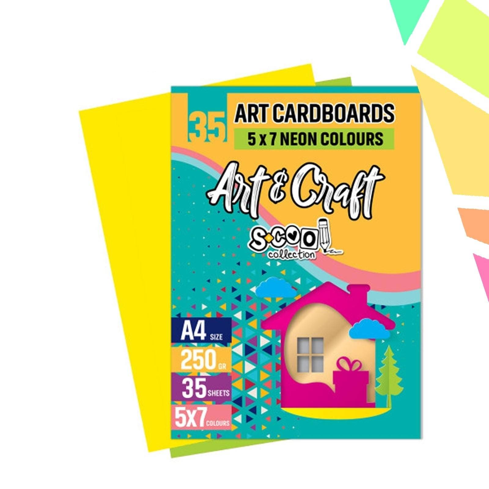 Carton color A4, 250g, 35 coli, 7 culori neon/set - S-COOL - imagine 1