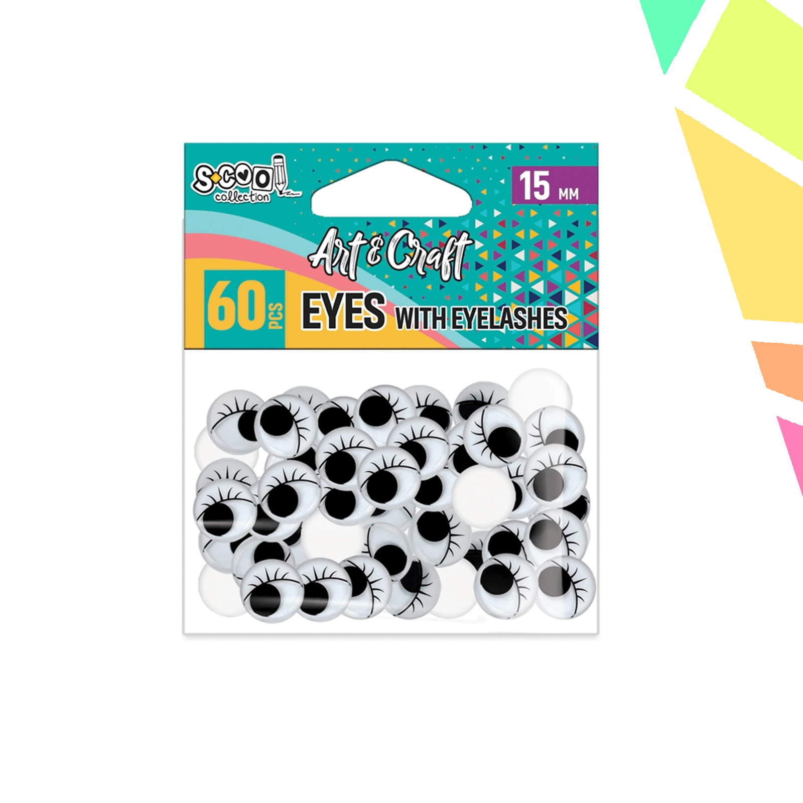 Accesorii craft, ochisori cu gene, 15 mm, 60 buc/set - S-COOL - imagine 1