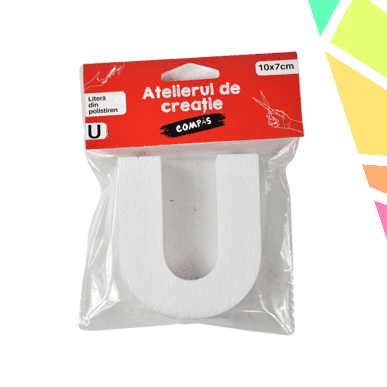 4m3y1pR.png Accesorii craft, litera U polistiren, 10 cm - COMPAS - imagine 1
