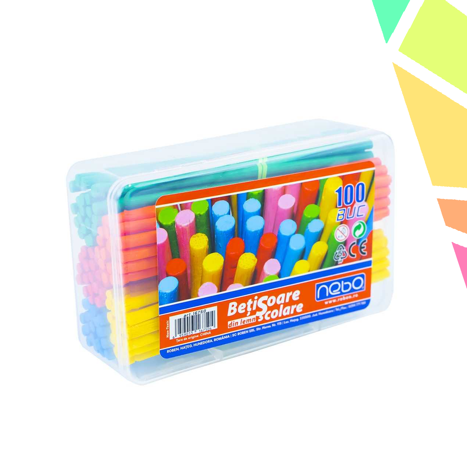 7DfnL1l.png Betisoare scolare de lemn 100 buc/set - NEBO - imagine 1