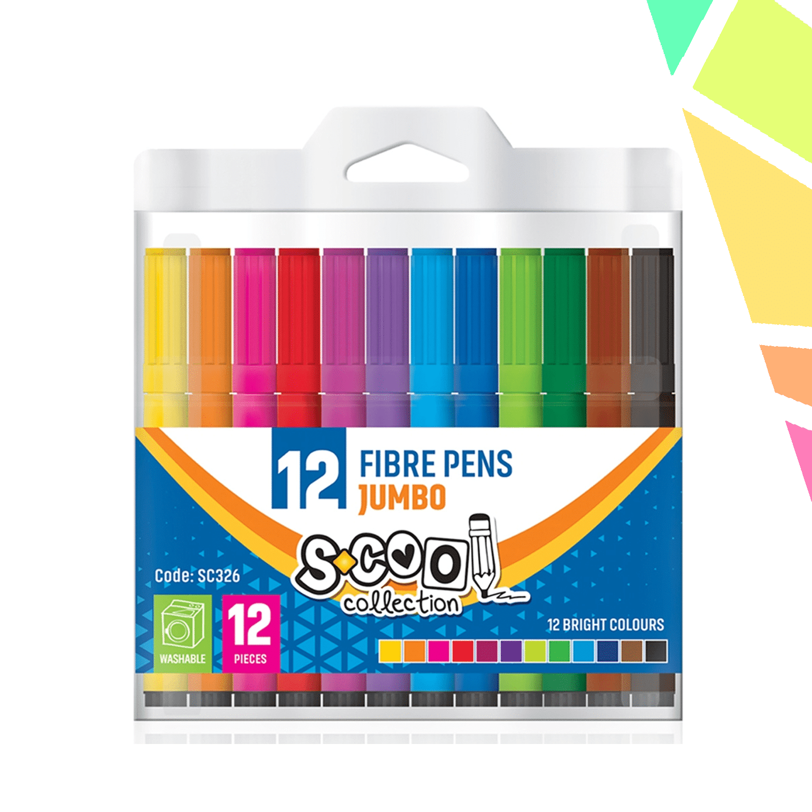 Carioca jumbo, 12 culori/cutie PVC - S-COOL - imagine 1