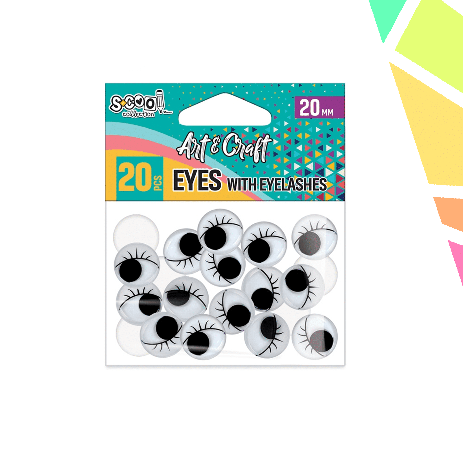 Accesorii craft, ochisori cu gene, 20 mm, 20 buc/set - S-COOL - imagine 1