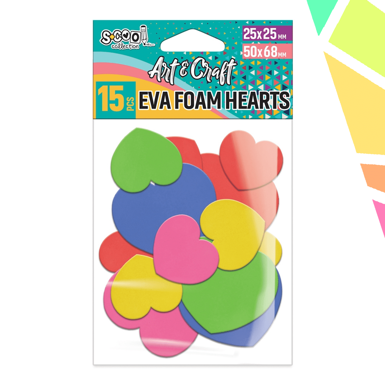 Accesorii craft, inimioare spuma EVA, 15 buc/set - S-COOL - imagine 1