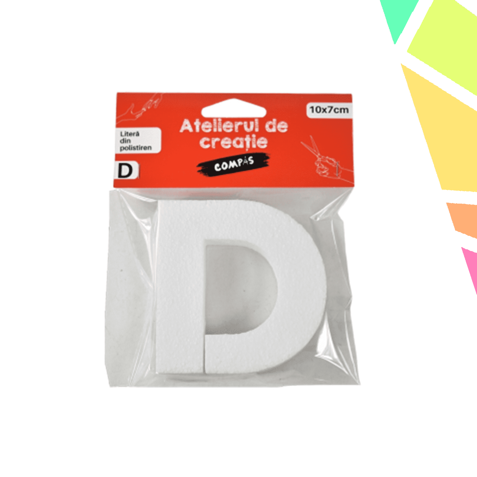 Accesorii craft, litera D polistiren, 10 cm - COMPAS - imagine 1