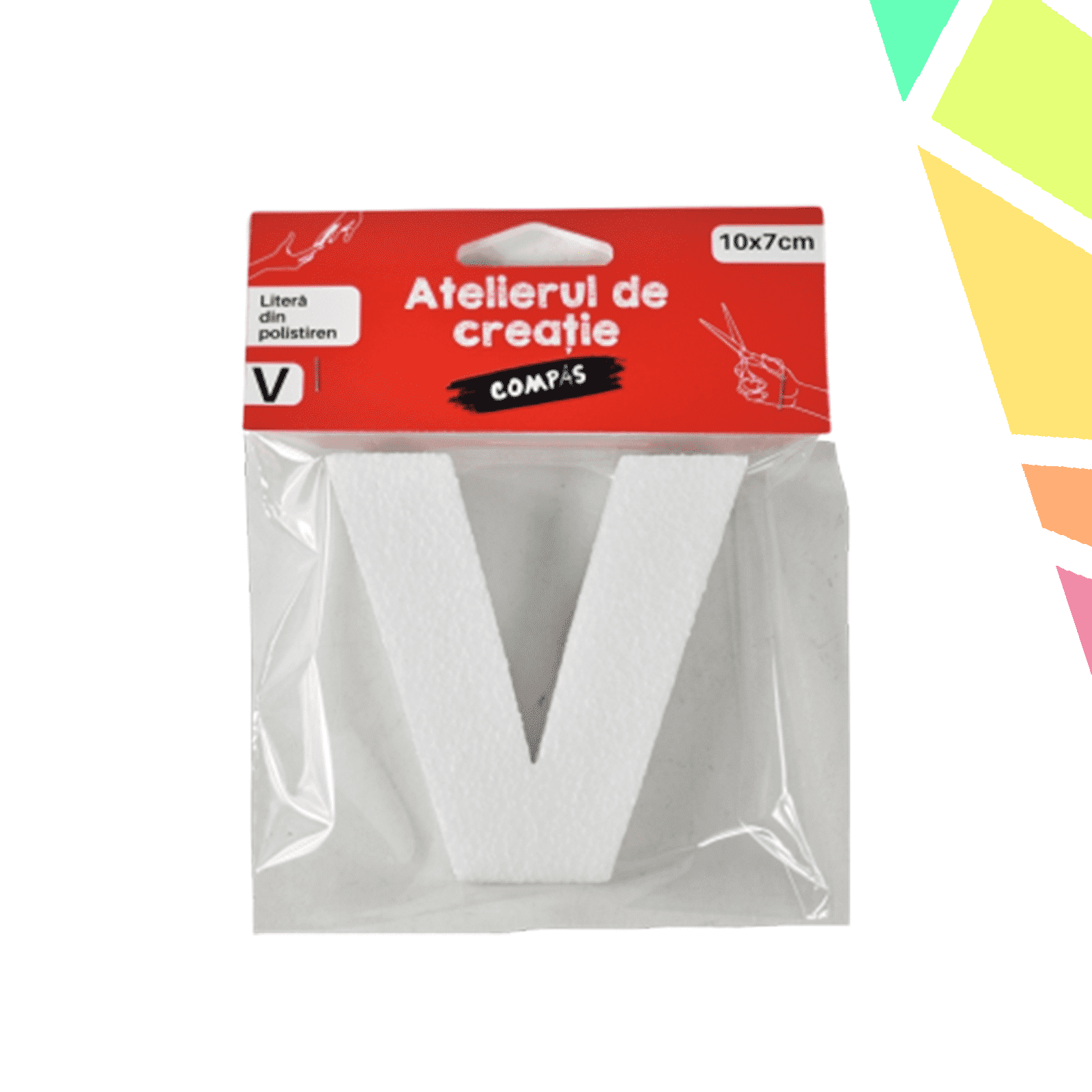 IdVb4qV.png Accesorii craft, litera V polistiren, 10 cm - COMPAS - imagine 1