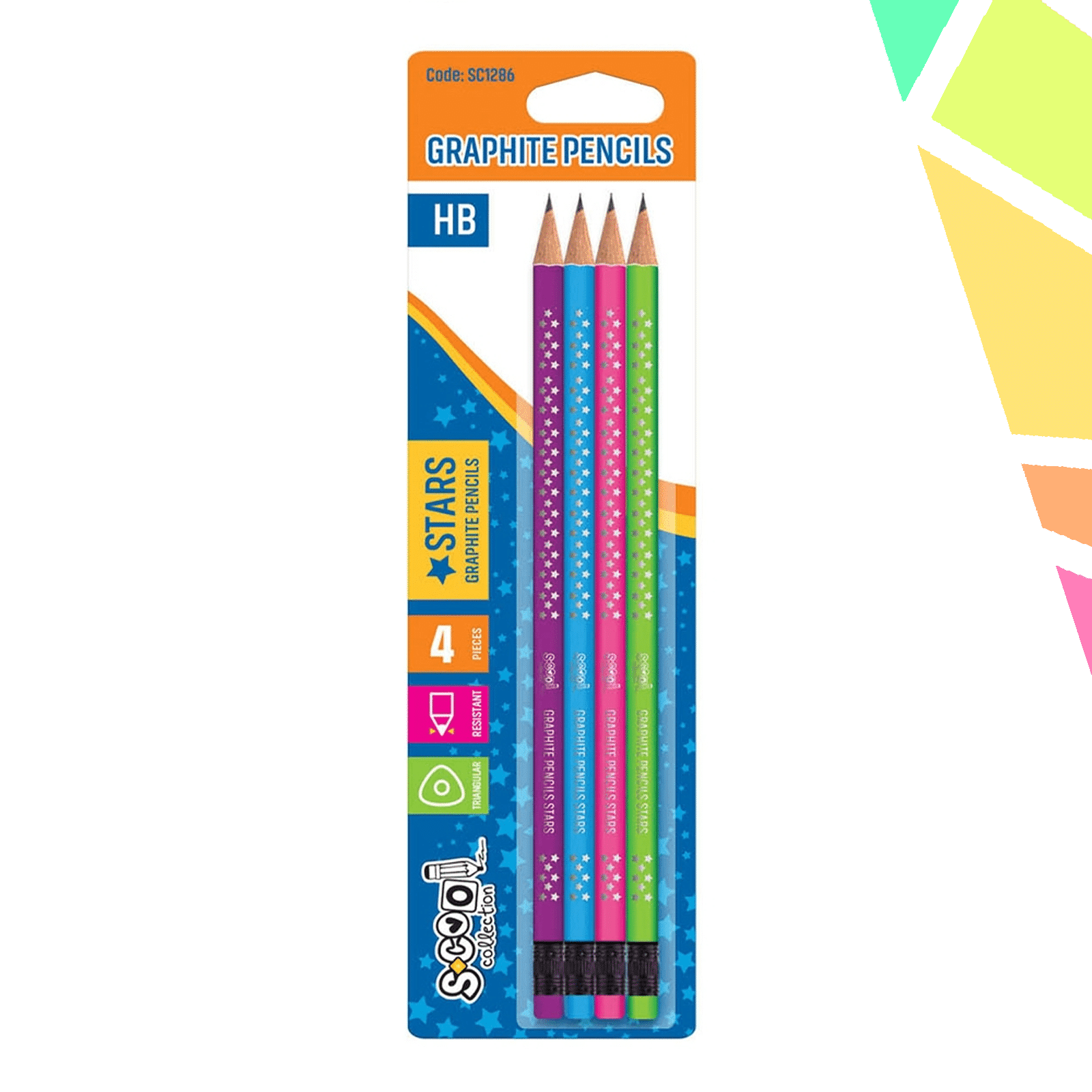 Creion grafit HB, Shining Star, 4 cul/blister- S-COOL - imagine 1