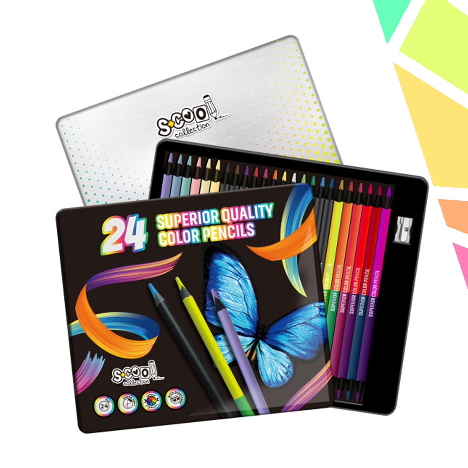 Creioane color super soft, lemn negru, 24 cul/set - S-COOL - imagine 1