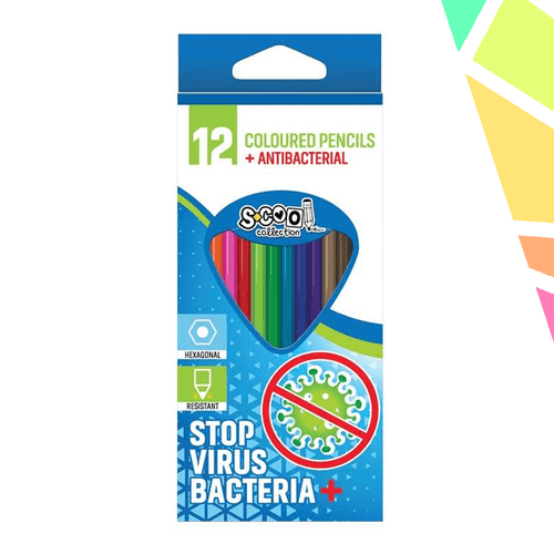 Creioane color, antibacteriale, 12 cul/set - S-COOL - imagine 1