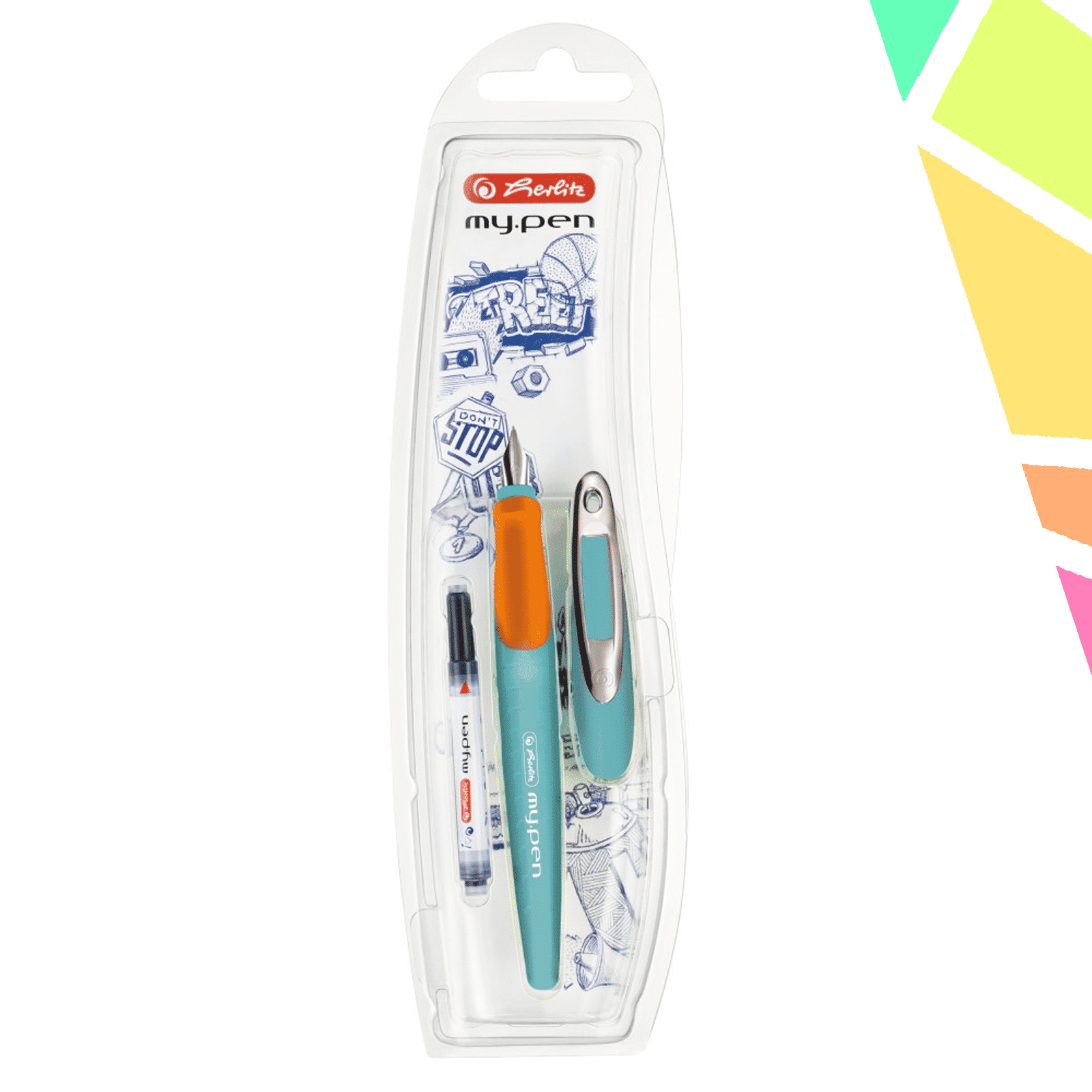 Stilou My.Pen penita L turcoaz/orange - blister - imagine 1