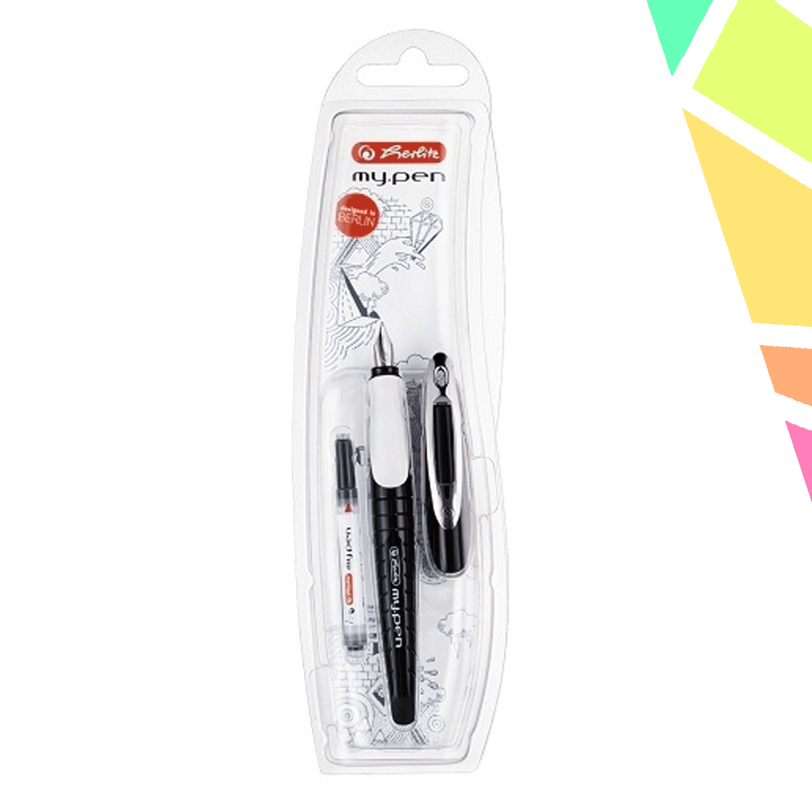 Stilou My.Pen - Pentru stangaci Penita L Negru|Alb - Blister - imagine 1