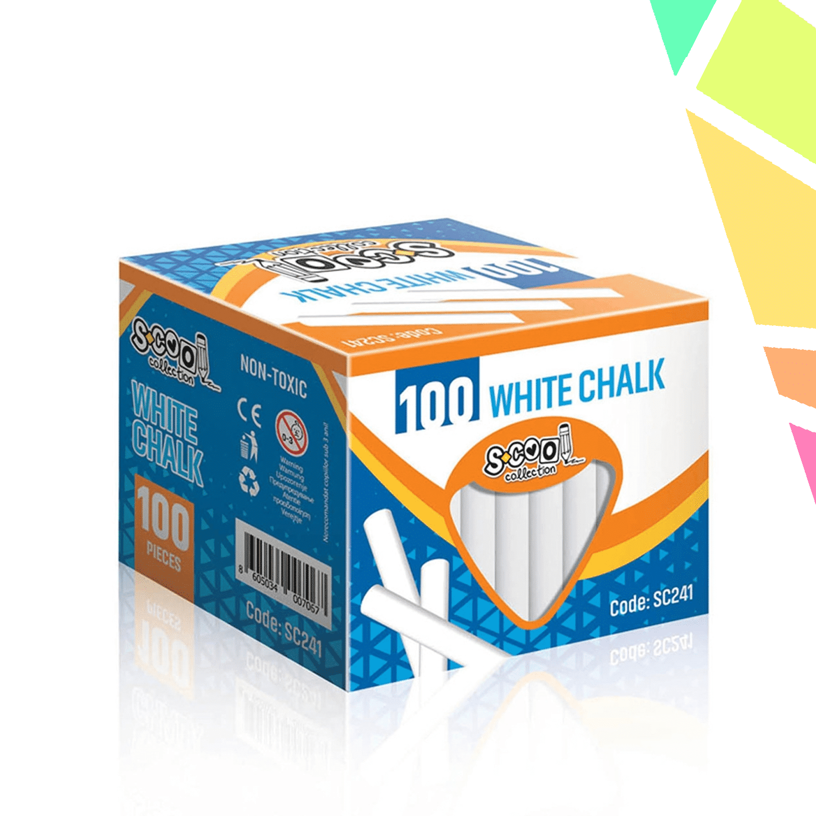 Creta alba anti-dust, 100 buc/cutie - S-COOL - imagine 1