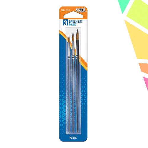 Pensule varf rotund, 3 buc/blister, 2,4,6 - S-COOL - imagine 1