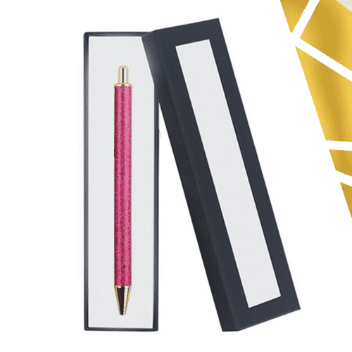 Pix metal sidefat roz in cutie cadou, cu mecanisc, mina albastra - OFFISHOP - imagine 1