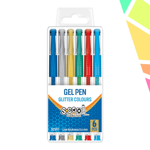 Pix cu gel, sclipici, 6 buc/cutie - S-COOL - imagine 1