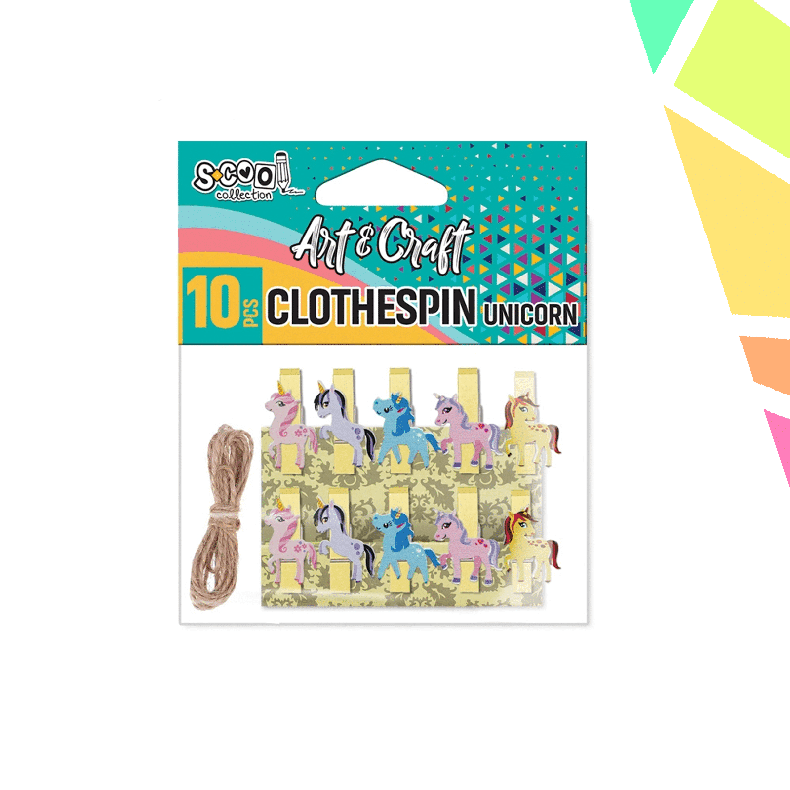 Accesorii craft, carlige lemn, unicorn, 10 buc/set - S-COOL - imagine 1