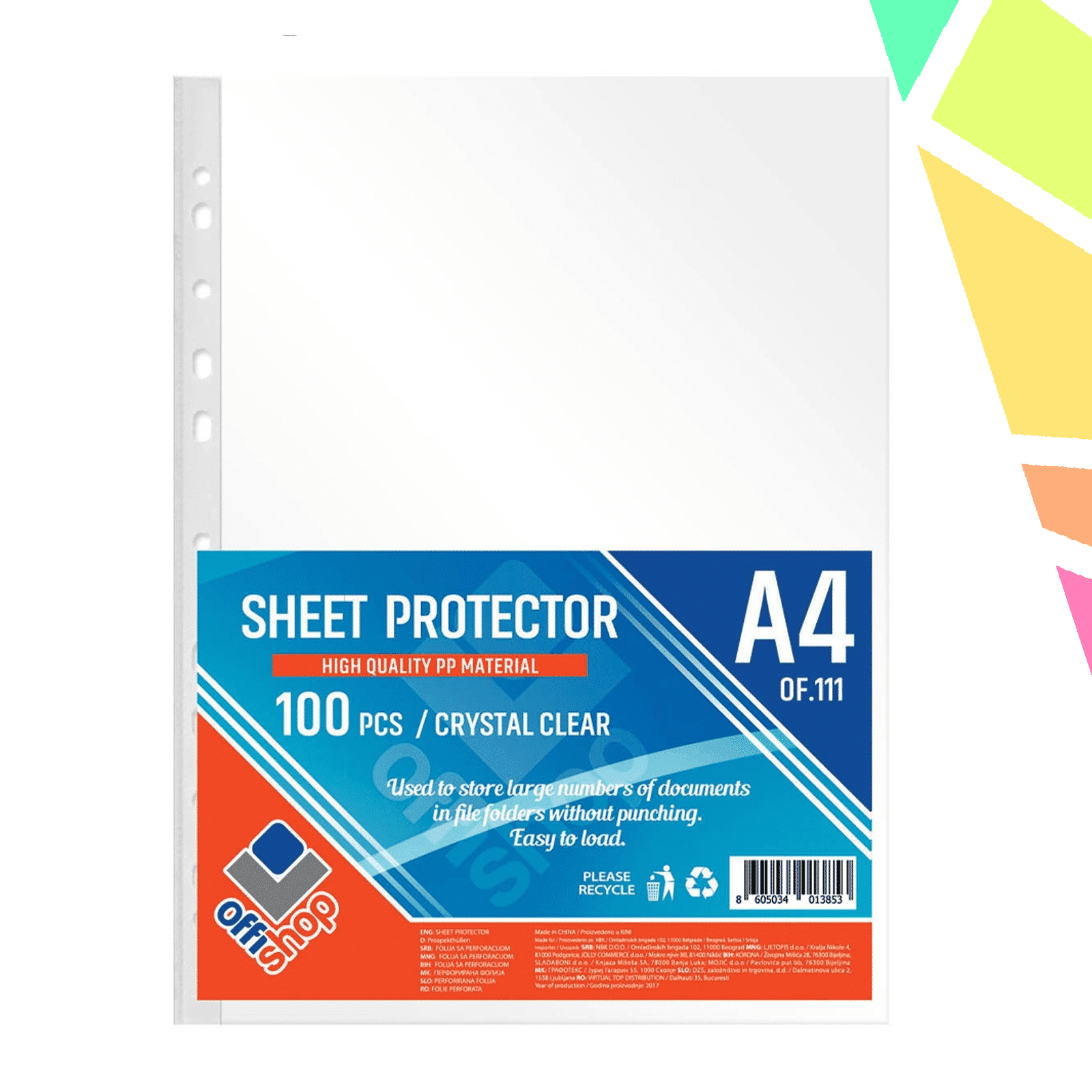 Folie protectie A4, Cristal, 80mic, 100 buc/set - OFFISHOP - imagine 1