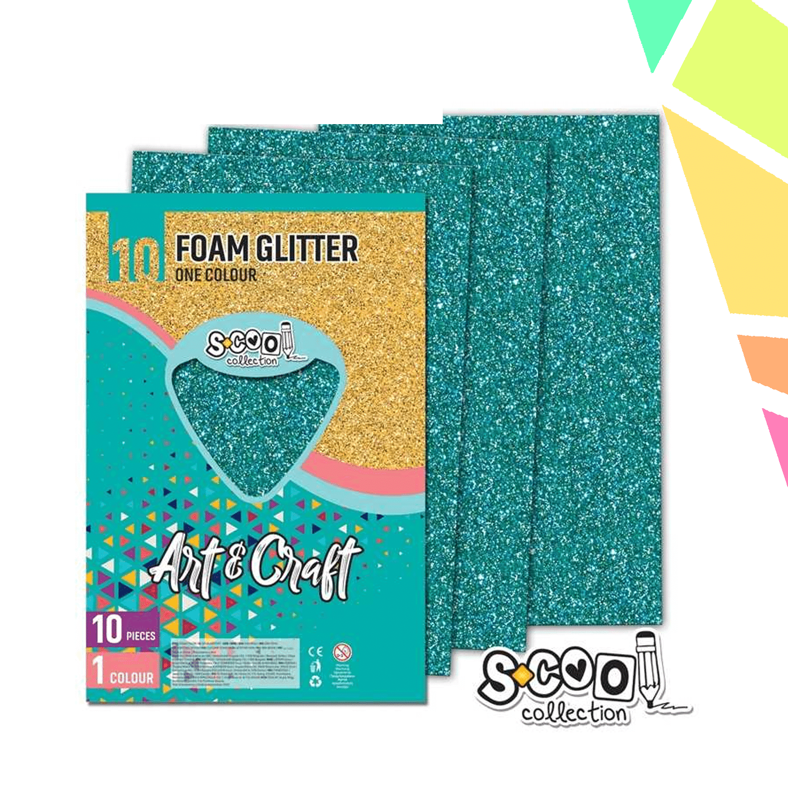 Hartie Buretata, Glitter, Turcoaz, 10 Buc/Set, 20x30 Cm - S-COOL - imagine 1