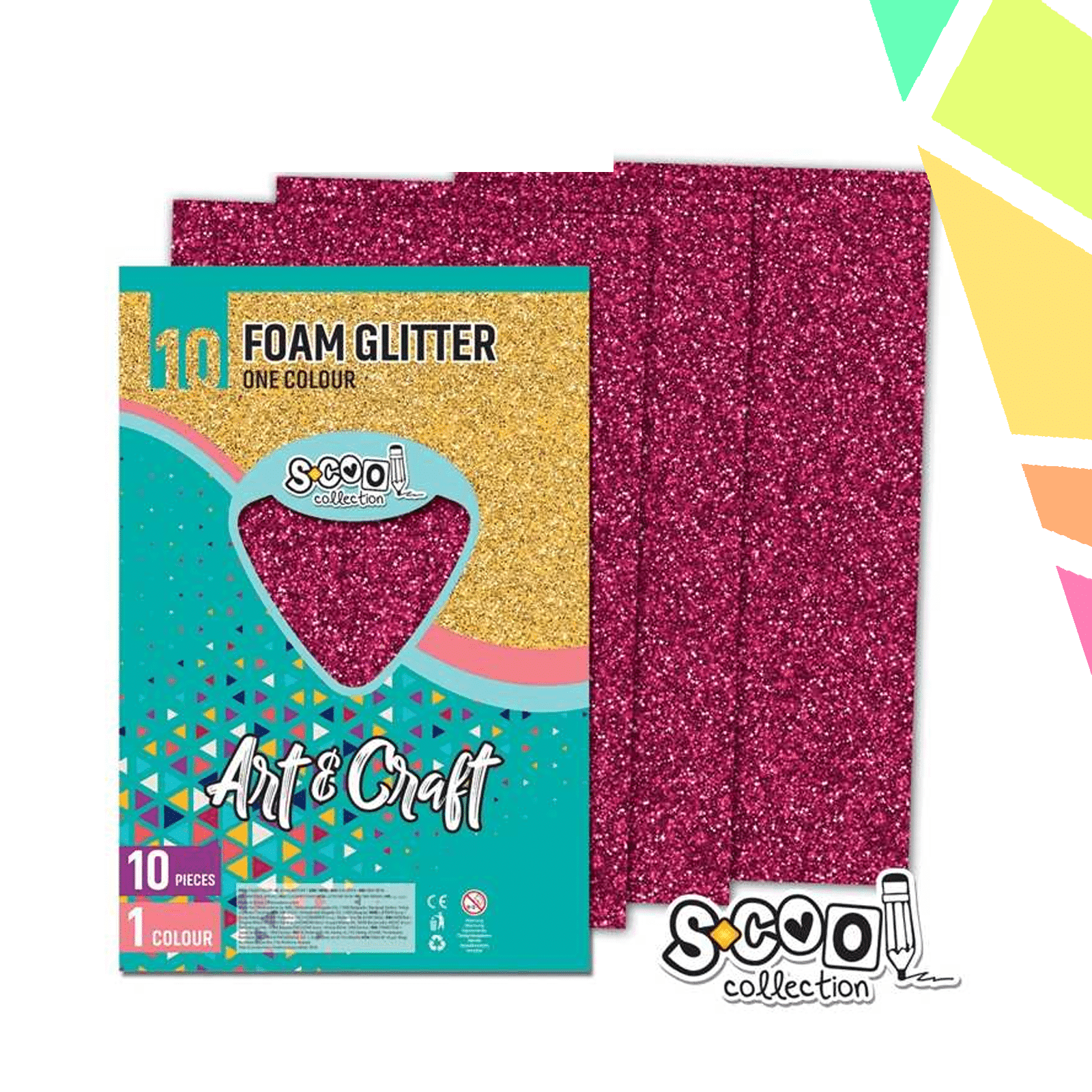 JscQzns.png Hartie Buretata, Gliter, Rubiniu, 10 Buc/Set, 20x30 Cm - S-COOL - imagine 1