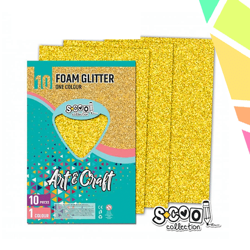 Hartie Buretata, Glitter, Galben, 10 Buc/Set, 20x30 Cm - S-COOL - imagine 1
