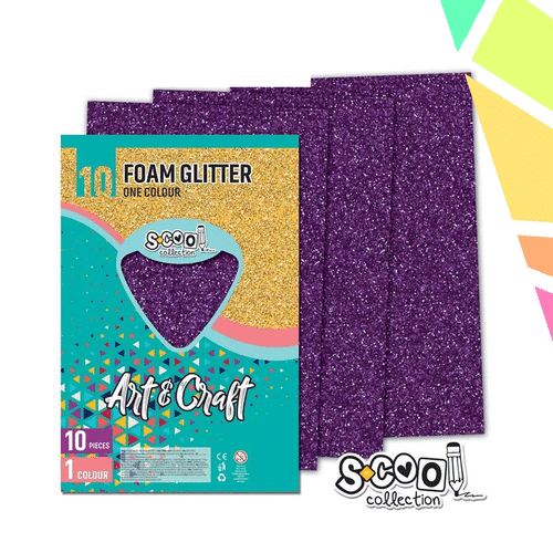 Hartie Buretata, Gliter, Mov, 10 Buc/Set, 20x30 Cm - S-COOL - imagine 1