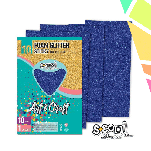 Jscy4B1.md_.png Hartie Buretata, Adeziva, Glitter, Albastru, 10 Buc/Set, 20x30 Cm - S-COOL - imagine 1