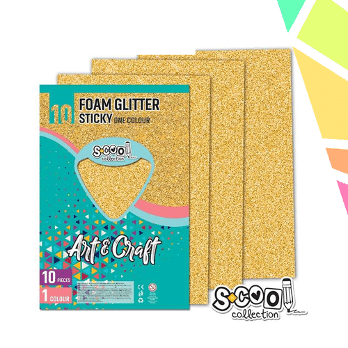Hartie Buretata, Adeziva, Glitter, Galben, 10 Buc/Set, 20x30 Cm - S-COOL - imagine 1