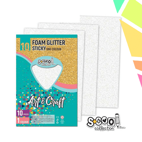 Hartie Buretata, Adeziva, Glitter, Alb, 10 Buc/Set, 20x30 Cm - S-COOL - imagine 1
