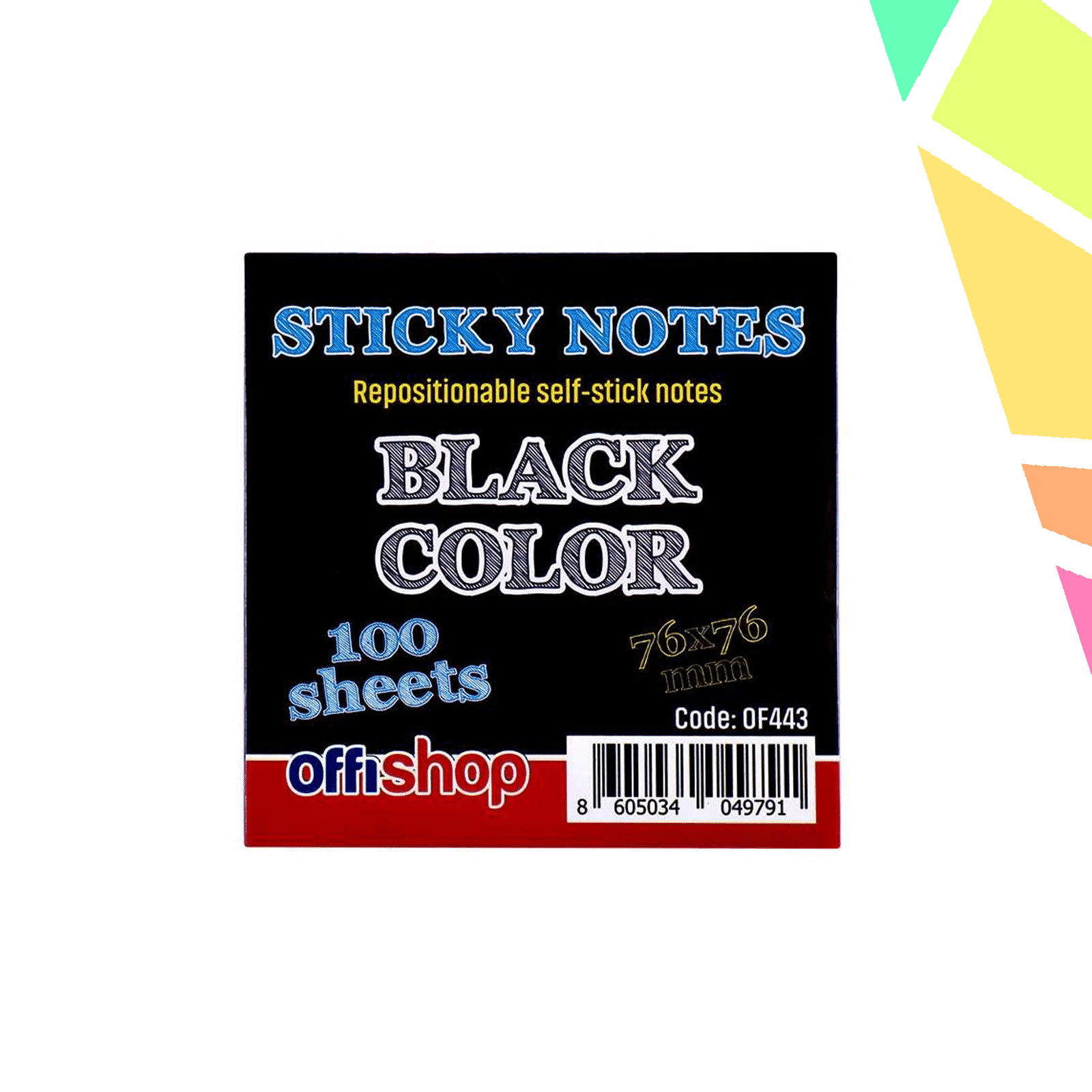 LFYuUzt.png Notes adeziv negru, 75x75 mm, 100file/set - OFFISHOP - imagine 1