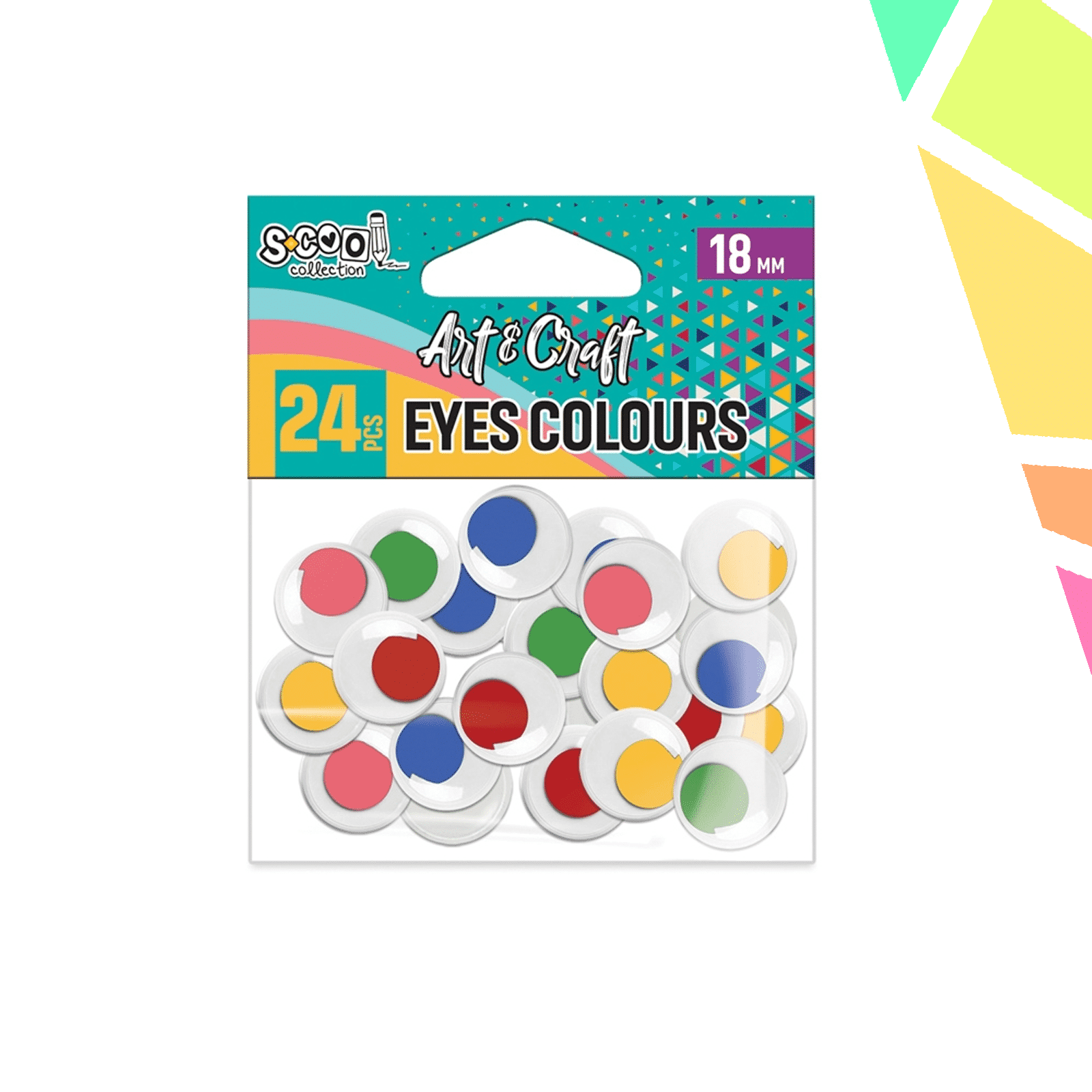 Accesorii craft, ochisori color, 18 mm, 24 buc/set - S-COOL - imagine 1