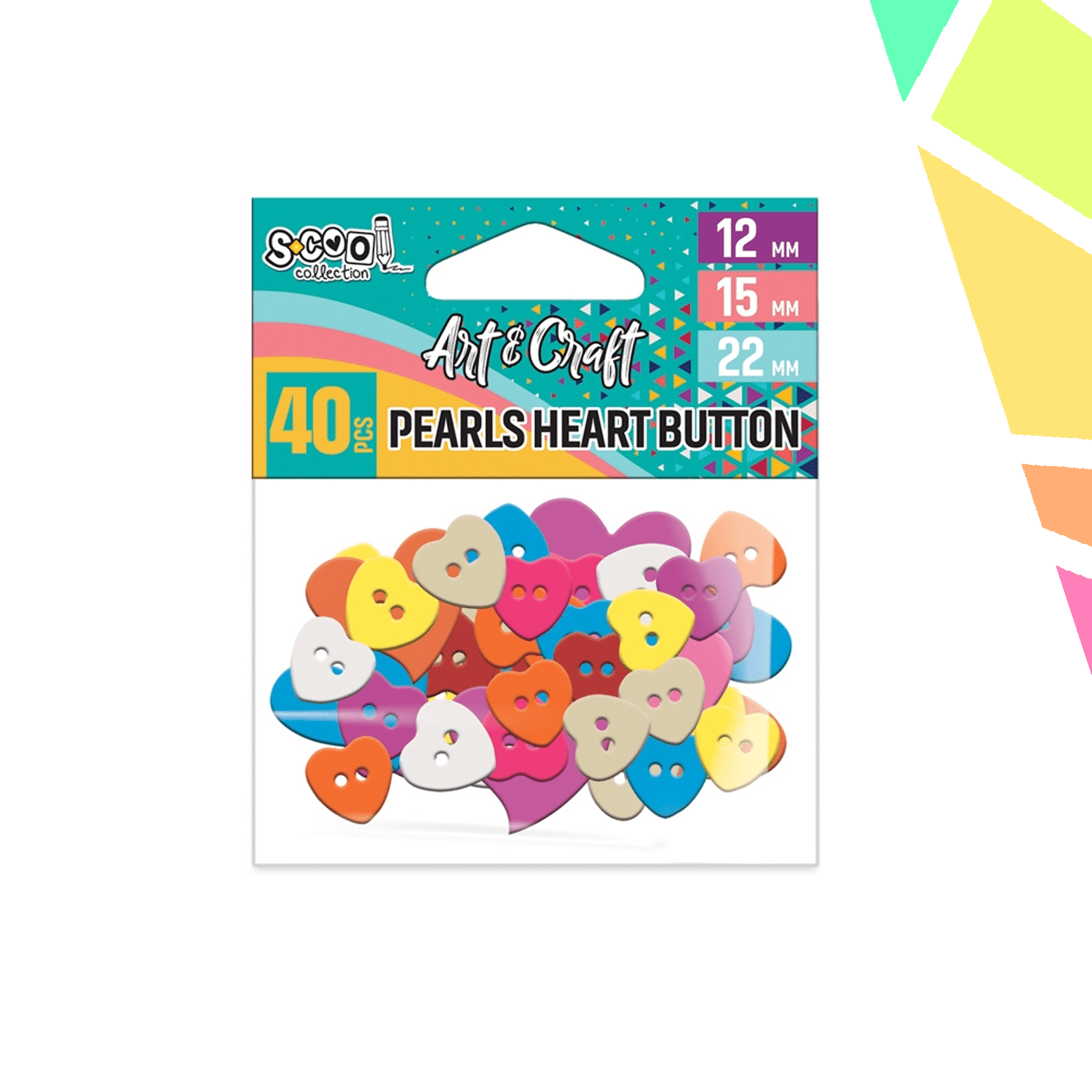 UmHFpYk.png Accesorii craft, nasturi inimioara diverse culori, 40 buc/set - S-COOL - imagine 1