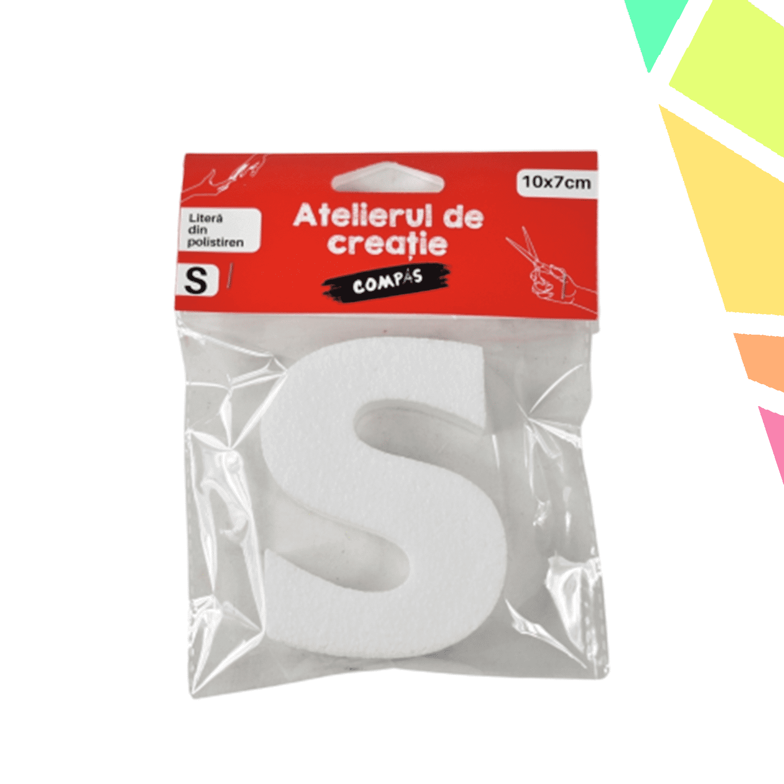 Accesorii craft, litera S polistiren, 10 cm - COMPAS - imagine 1