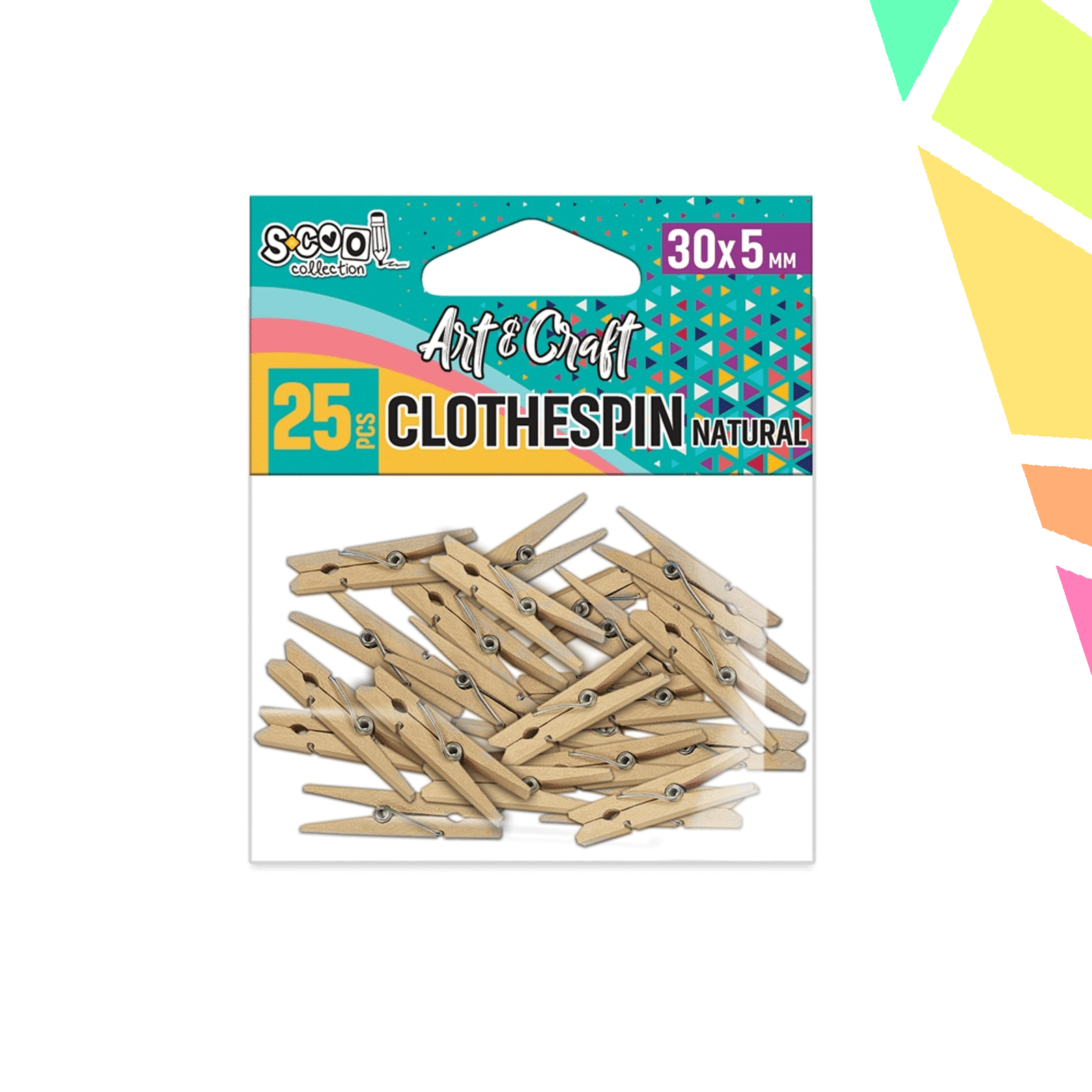 Accesorii craft, carlige lemn natur, 30x5 mm, 25 buc/set - S-COOL - imagine 1