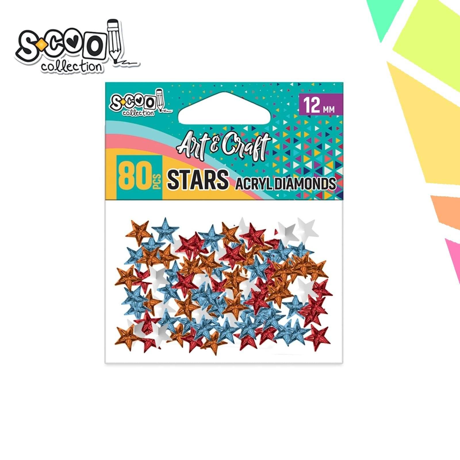 Accesorii craft, stelute acril, 12mm, 80 buc/set - S-COOL - imagine 1