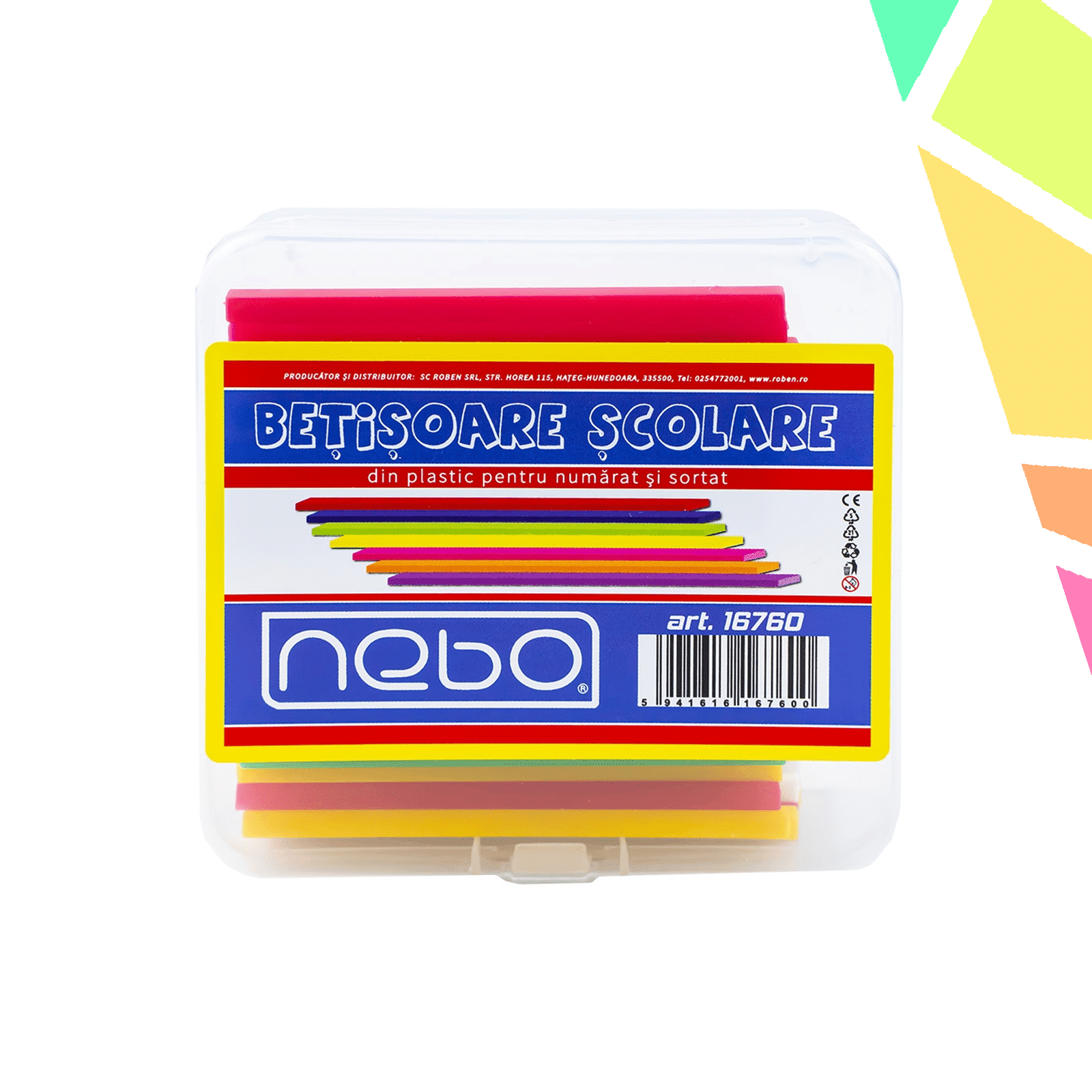 Betisoare scolare din plastic, 100 buc/set - NEBO - imagine 1