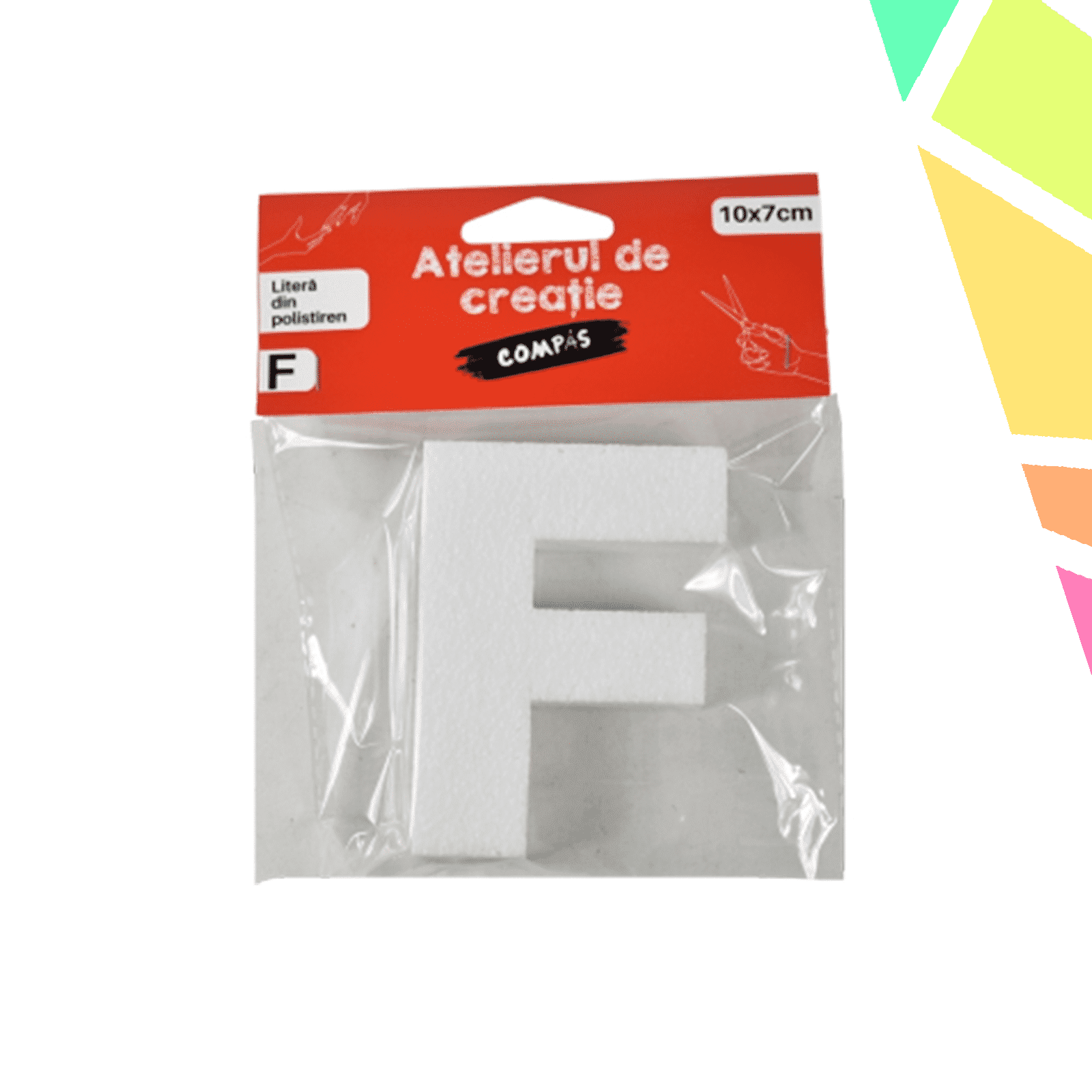 Accesorii craft, litera F polistiren, 10 cm - COMPAS - imagine 1