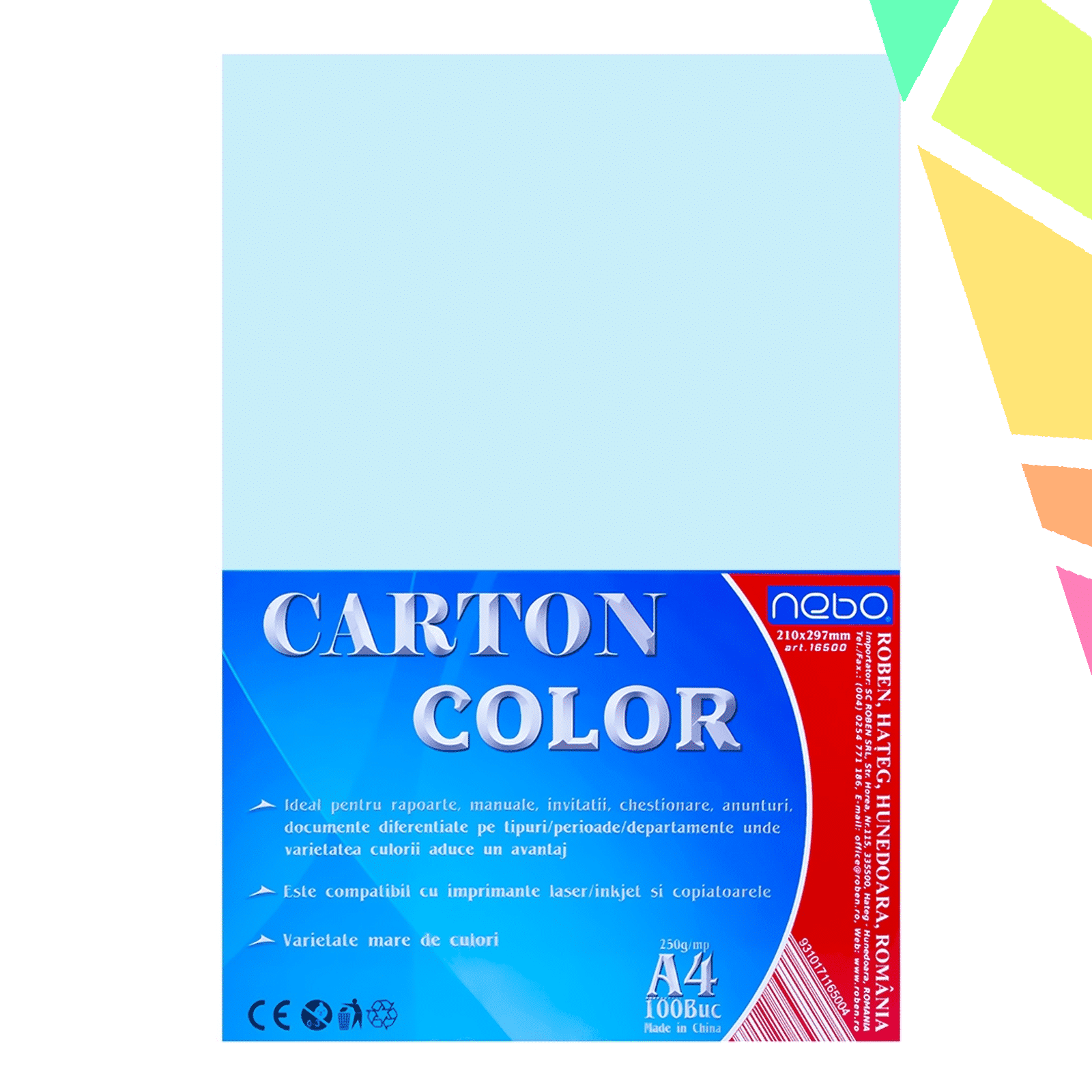 f73yBpU.png Carton color A4 250g Set 100 - NEBO - imagine 1