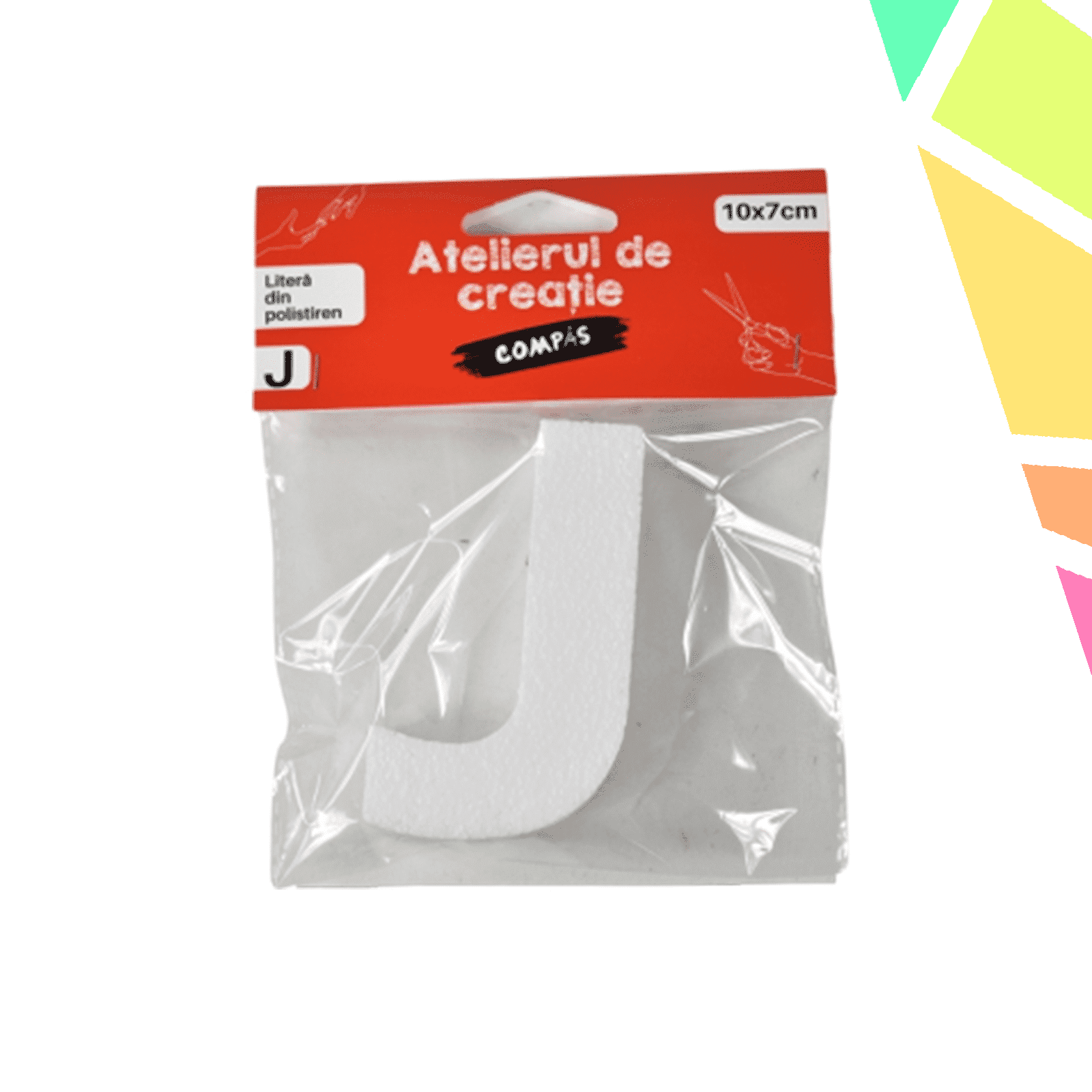 Accesorii craft, litera J polistiren, 10 cm - COMPAS - imagine 1