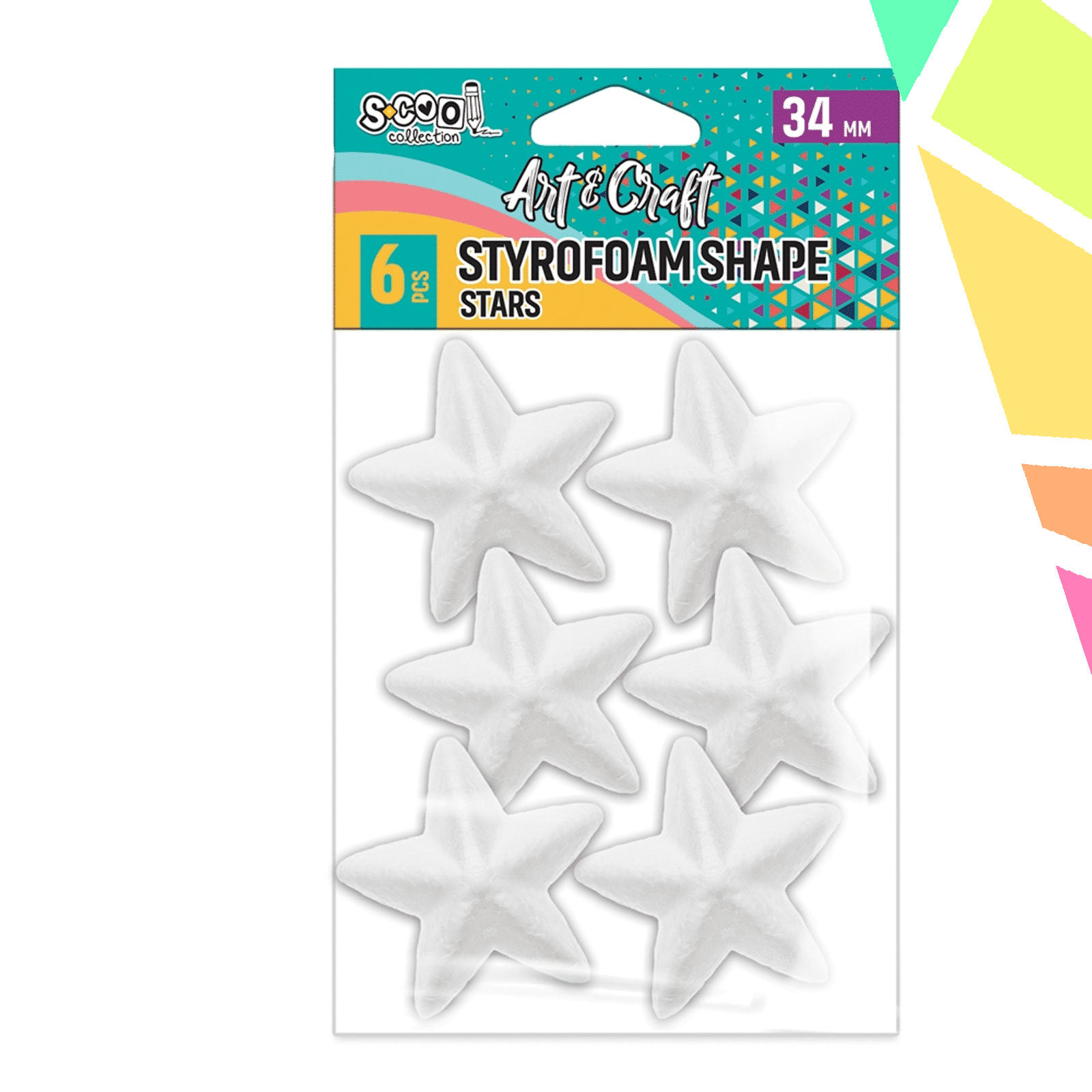 Accesorii craft, stelute polistiren, 34 mm, 6 buc/set - S-COOL - imagine 1