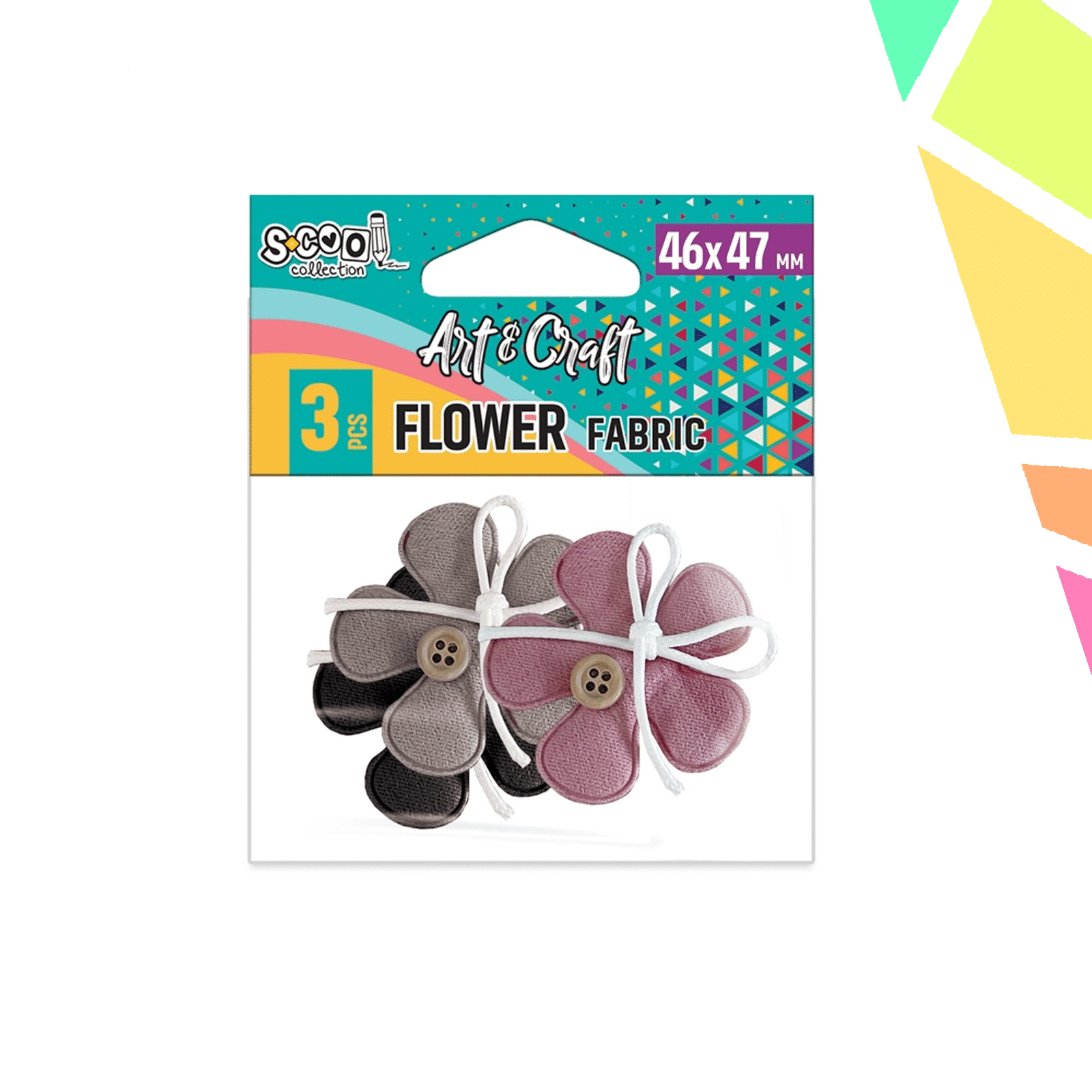 hyrjcVt.png Accesorii craft, flori material textil, 46x47 mm, 3 buc/set - S-COOL - imagine 1