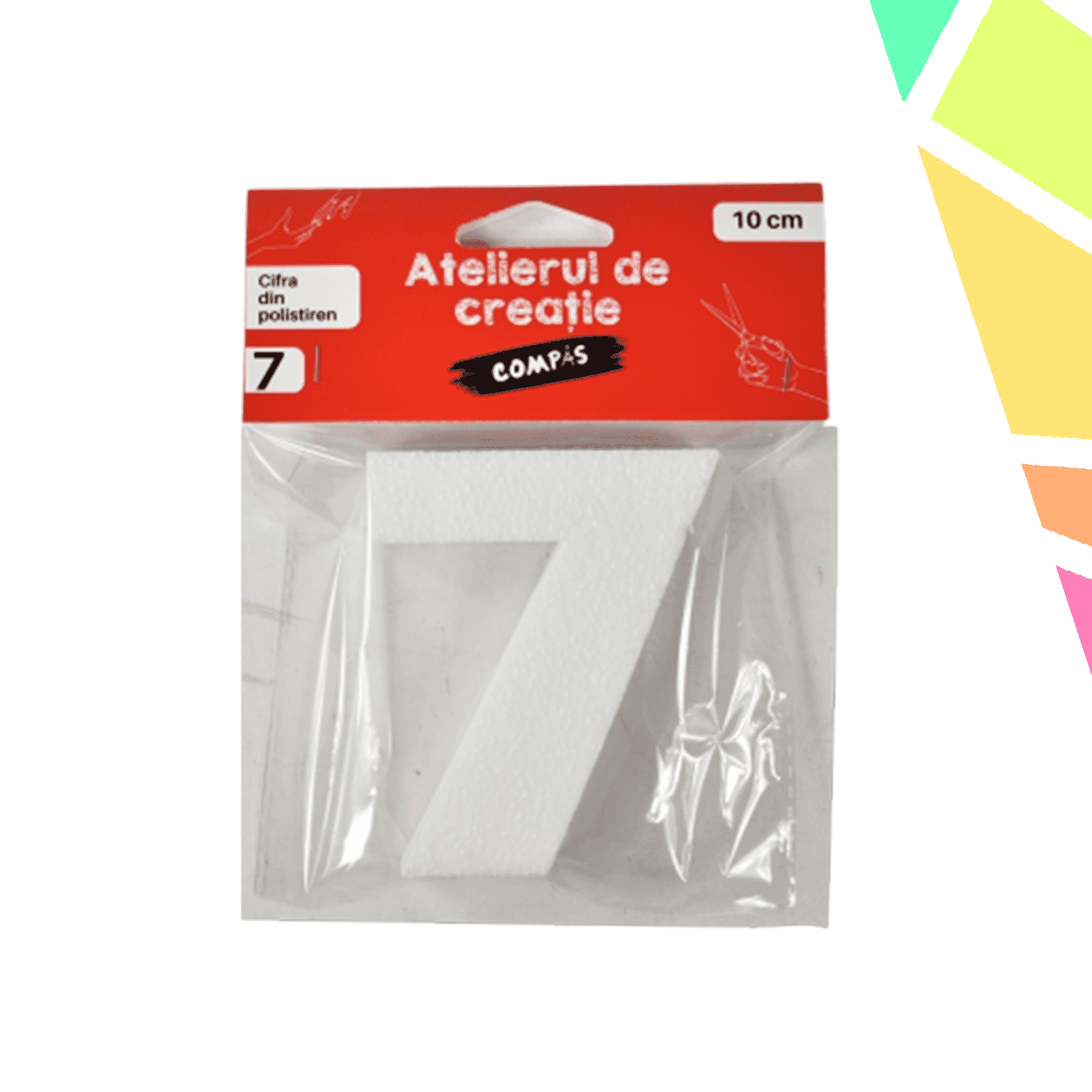 Accesorii craft, cifra 7 polistiren, 10 cm - COMPAS - imagine 1