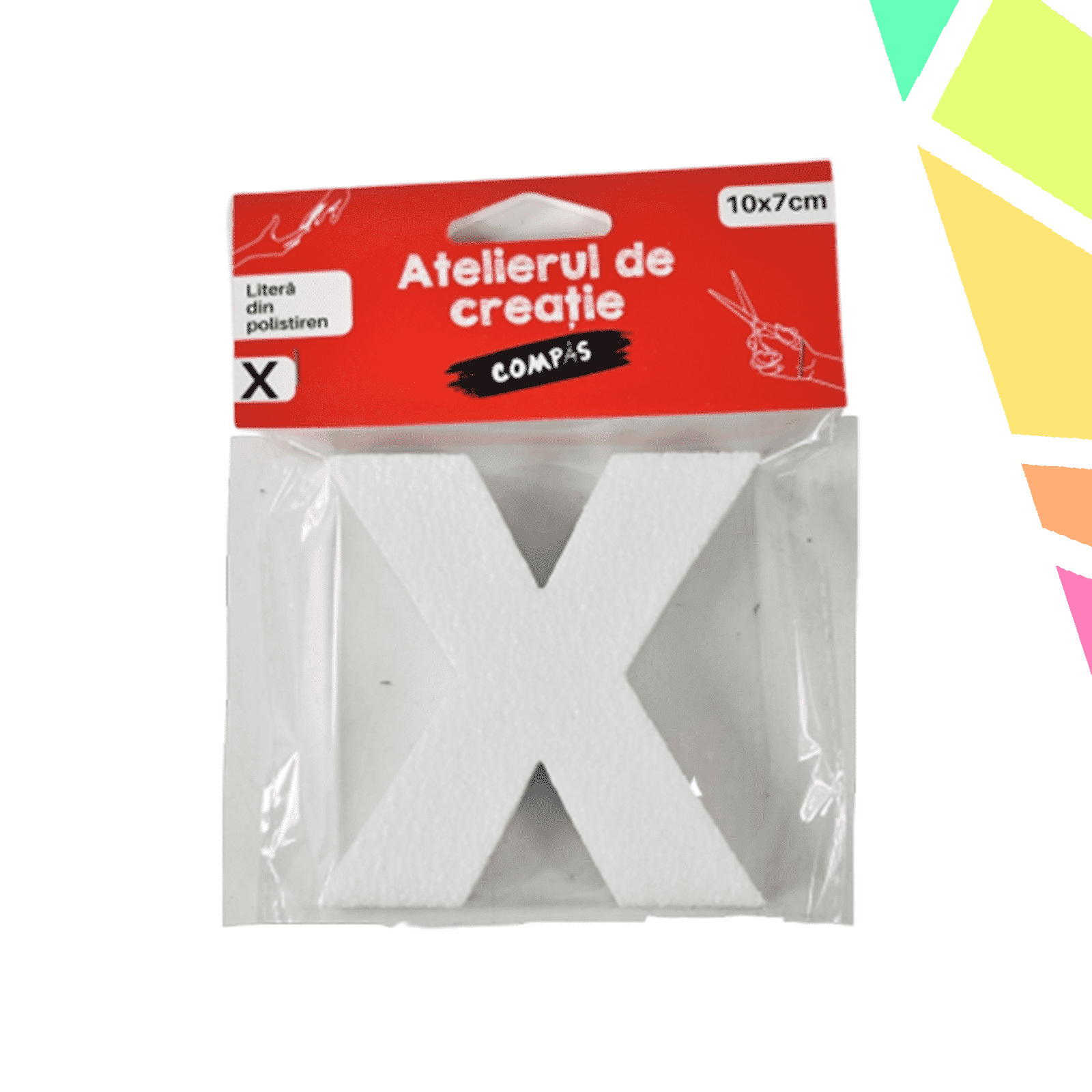 Accesorii craft, litera X polistiren, 10 cm - COMPAS - imagine 1