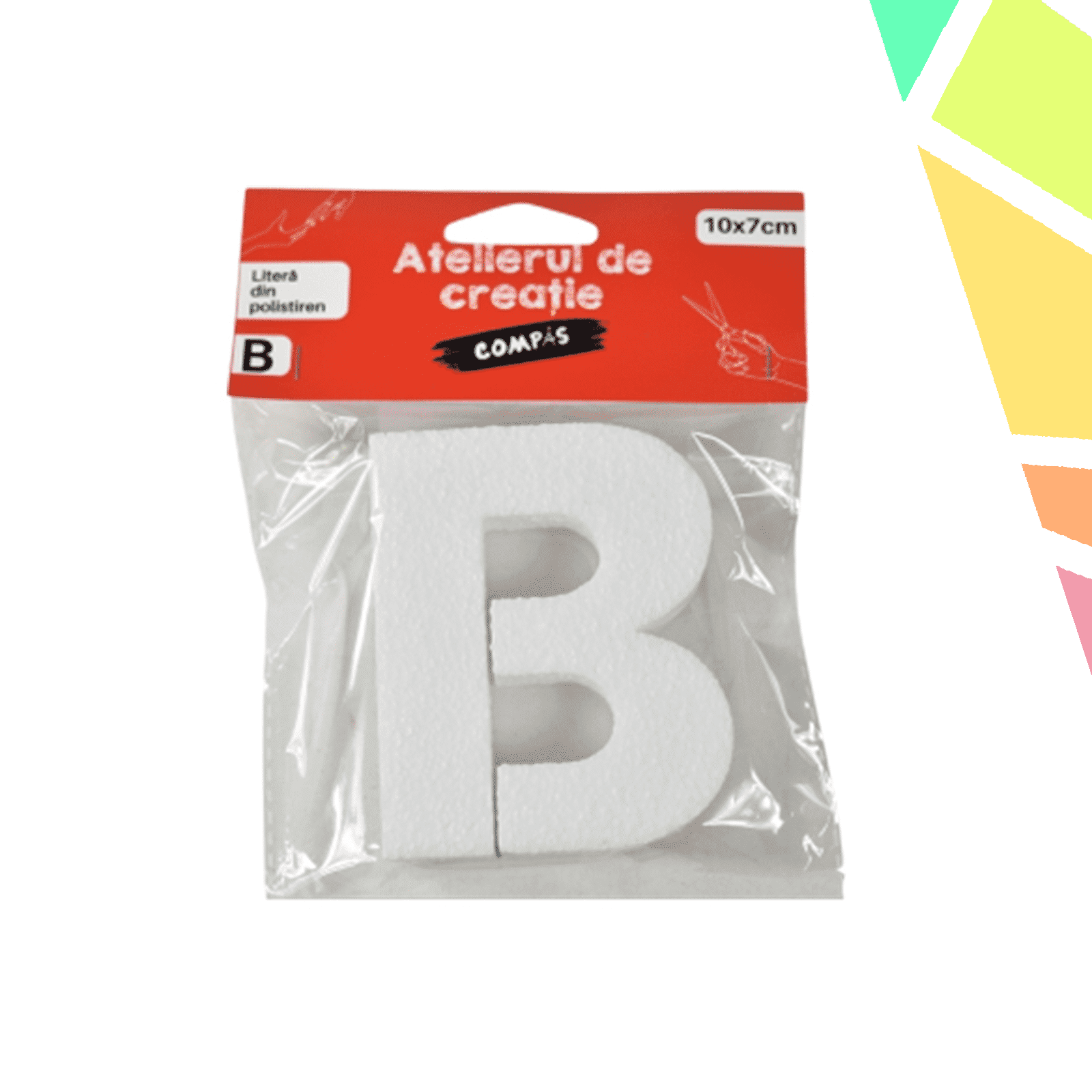 Accesorii craft, litera B polistiren, 10 cm - COMPAS - imagine 1