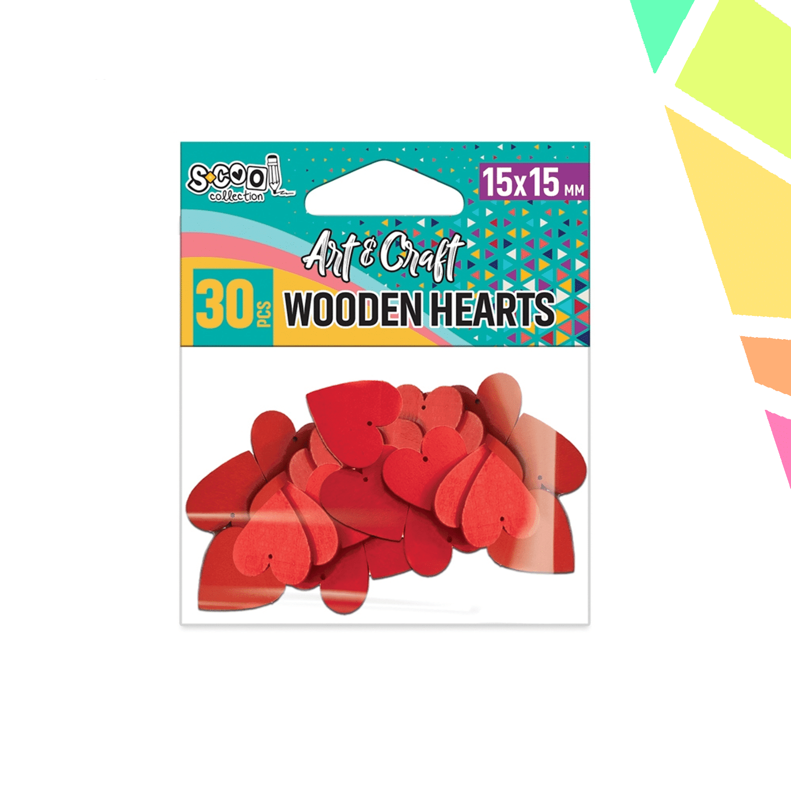 pgcZ56l.png Accesorii craft, inimioare lemn, 15x15mm, 30 buc/set - S-COOL - imagine 1