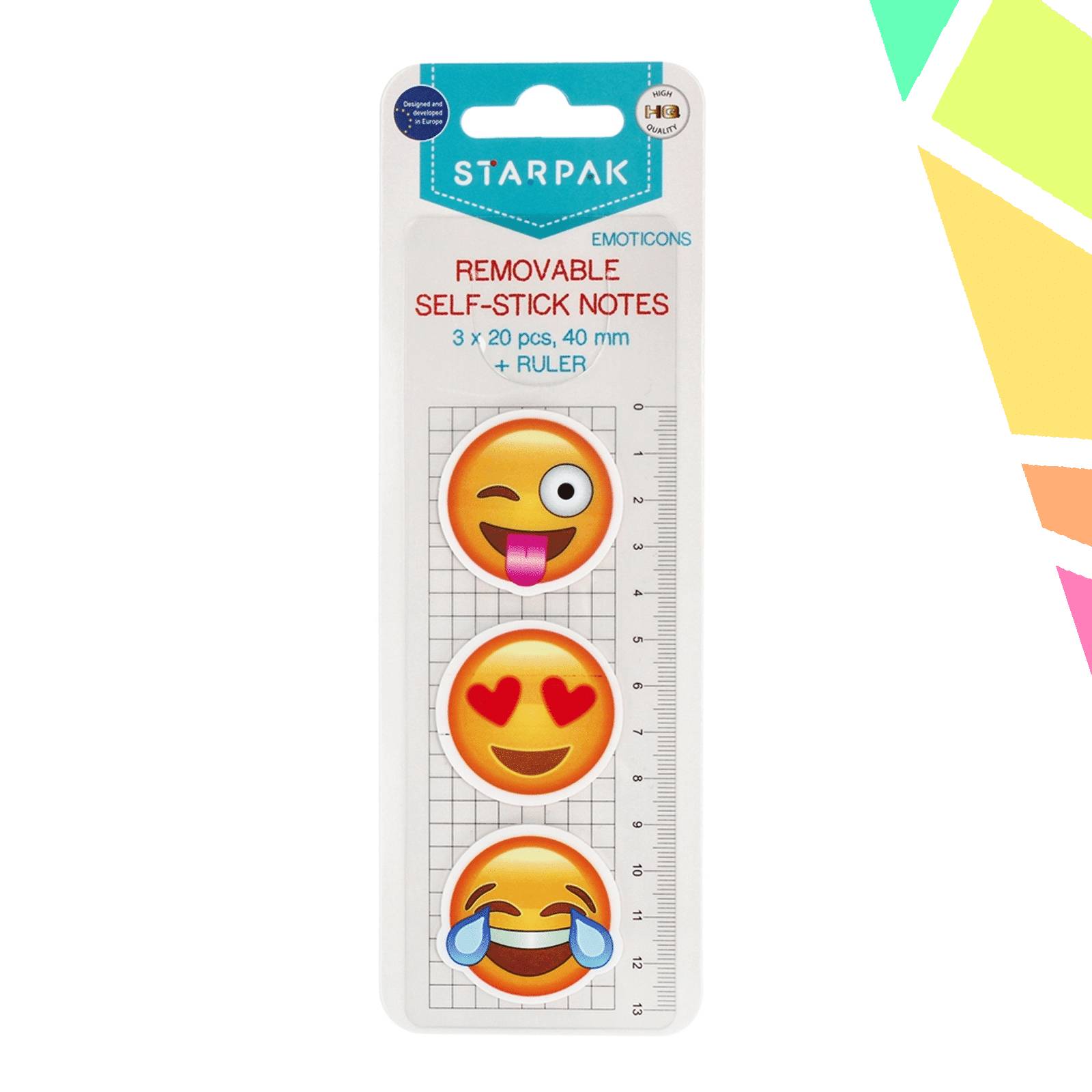 Notes adeziv Emoticon, 40mm, 3/set - STARPAK - imagine 1