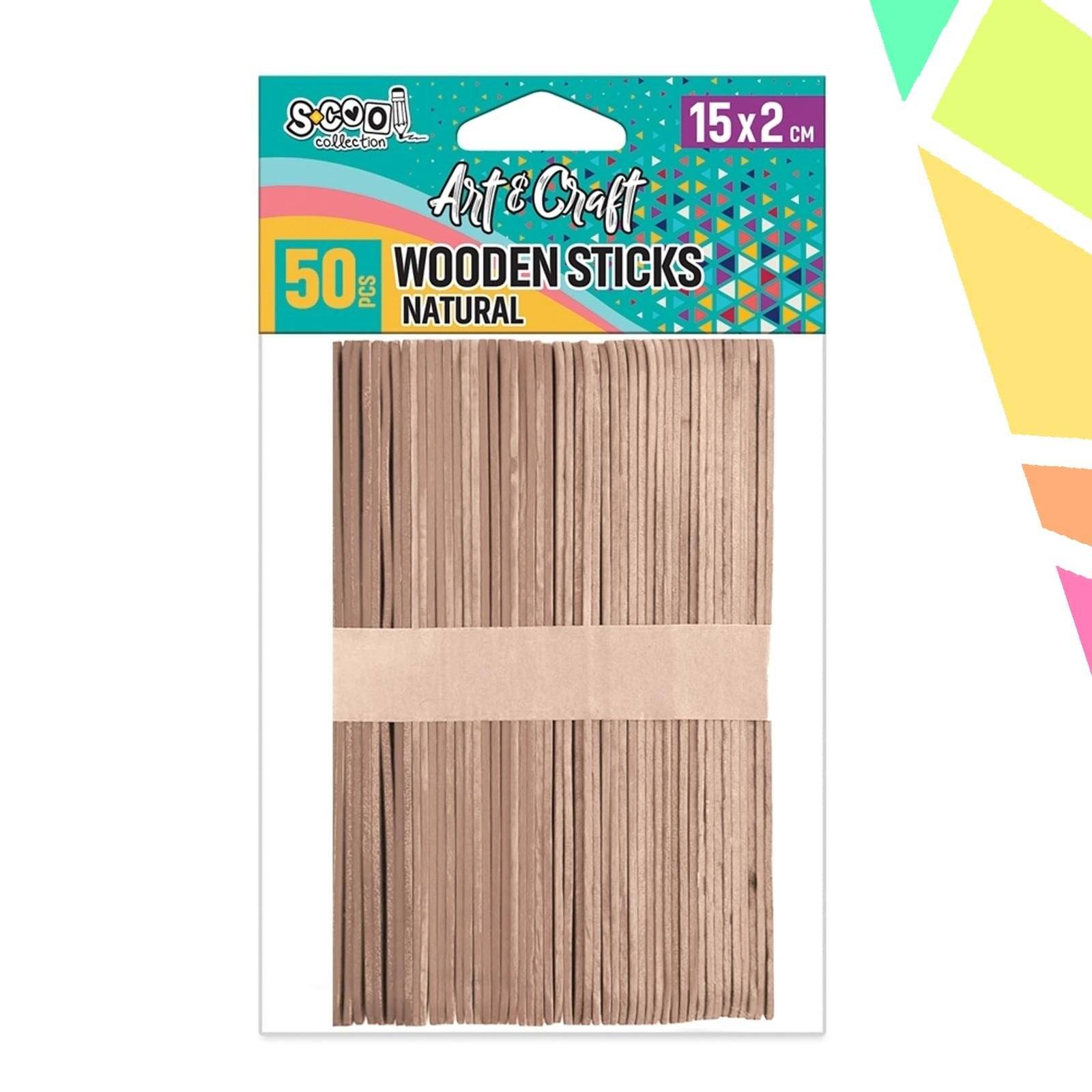 Accesorii craft, betisoare lemn, 15x1,8 cm, 50 buc/set - S-COOL - imagine 1
