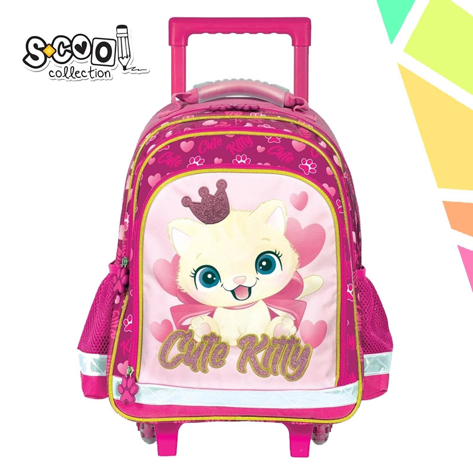 Ghiozdan trolley CUTE KITTY, 38x29x14 cm - S-COOL - imagine 1