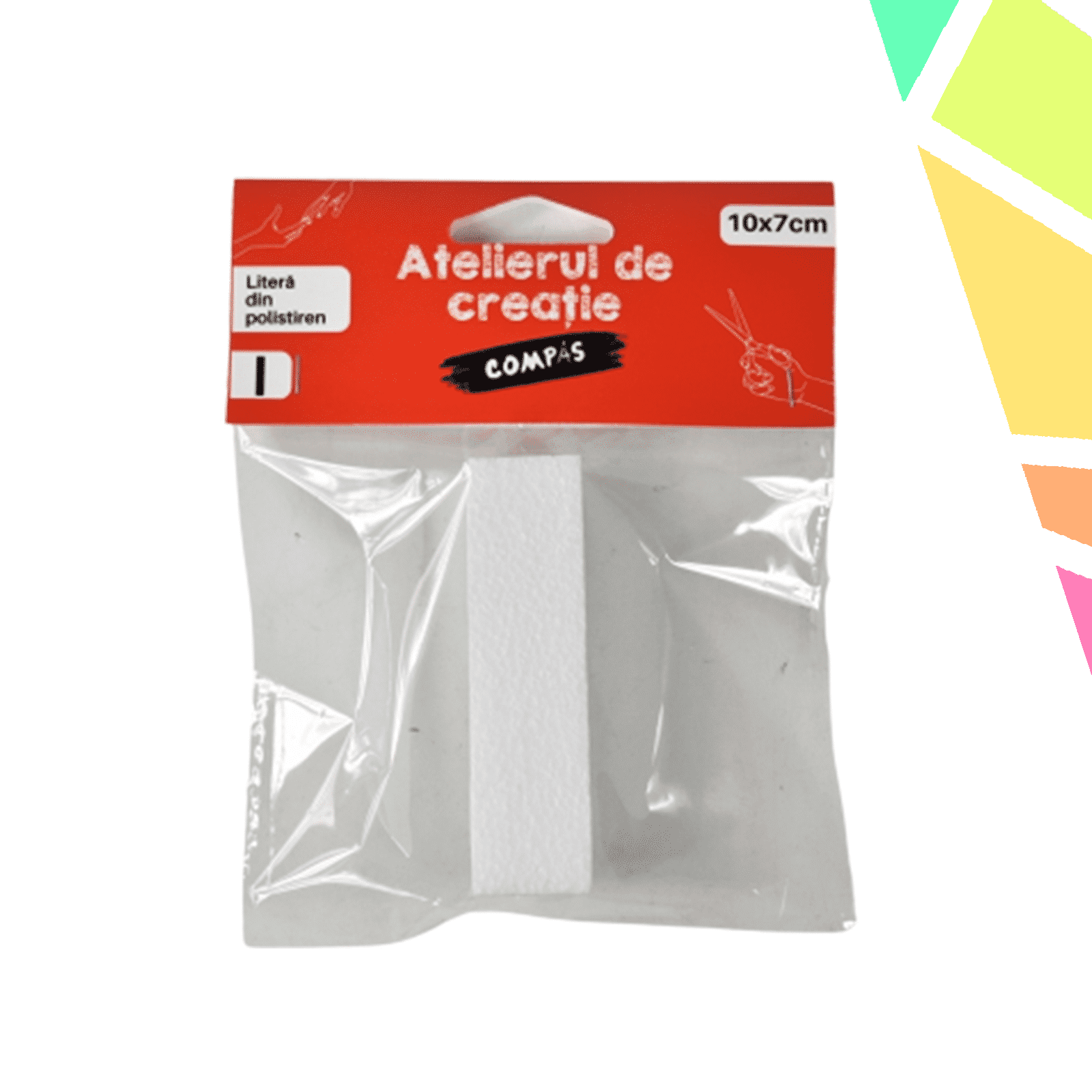 Accesorii craft, litera I polistiren, 10 cm - COMPAS - imagine 1